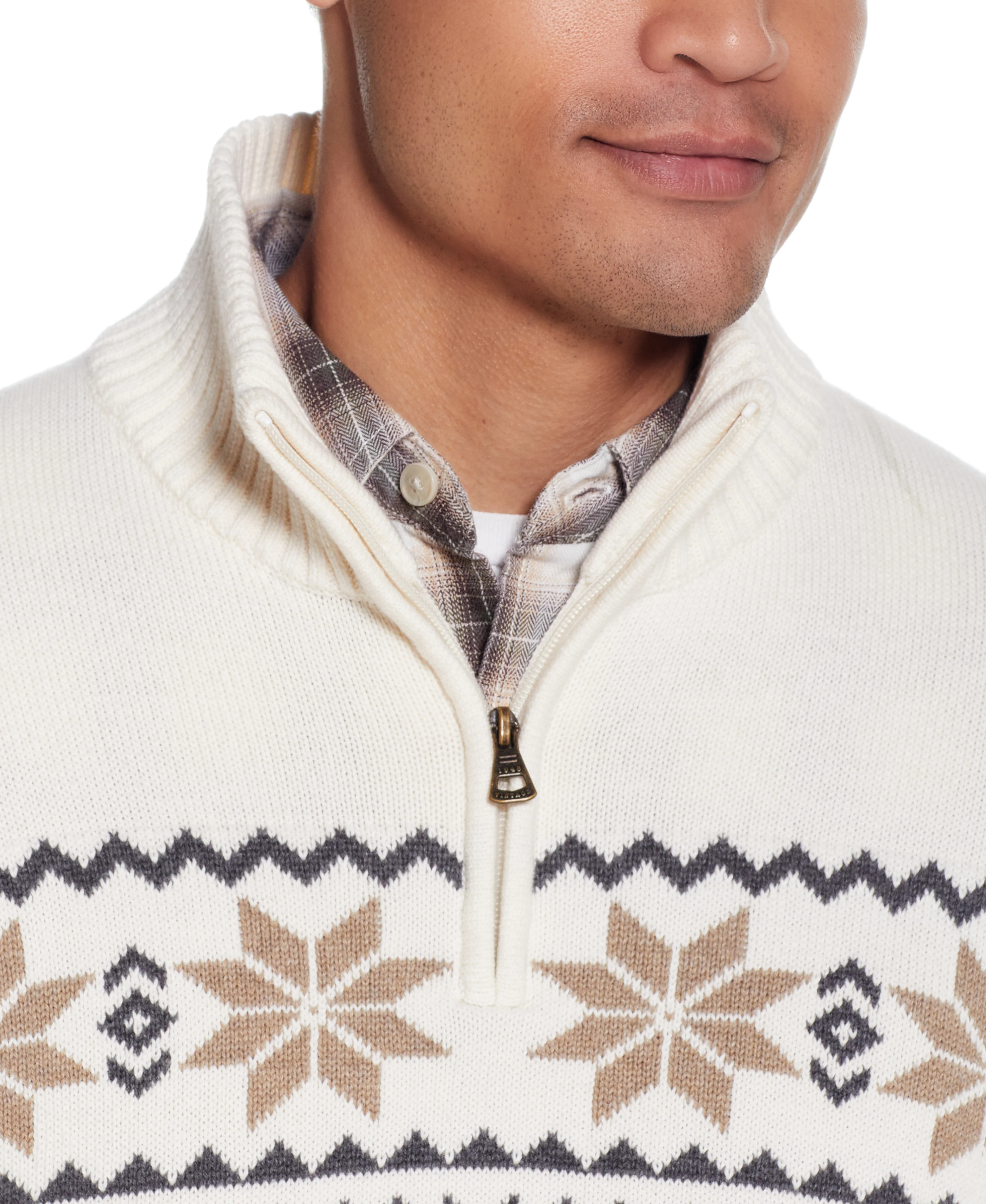 Snowflake Quarter Zip Sweater In Ivory - Image 2