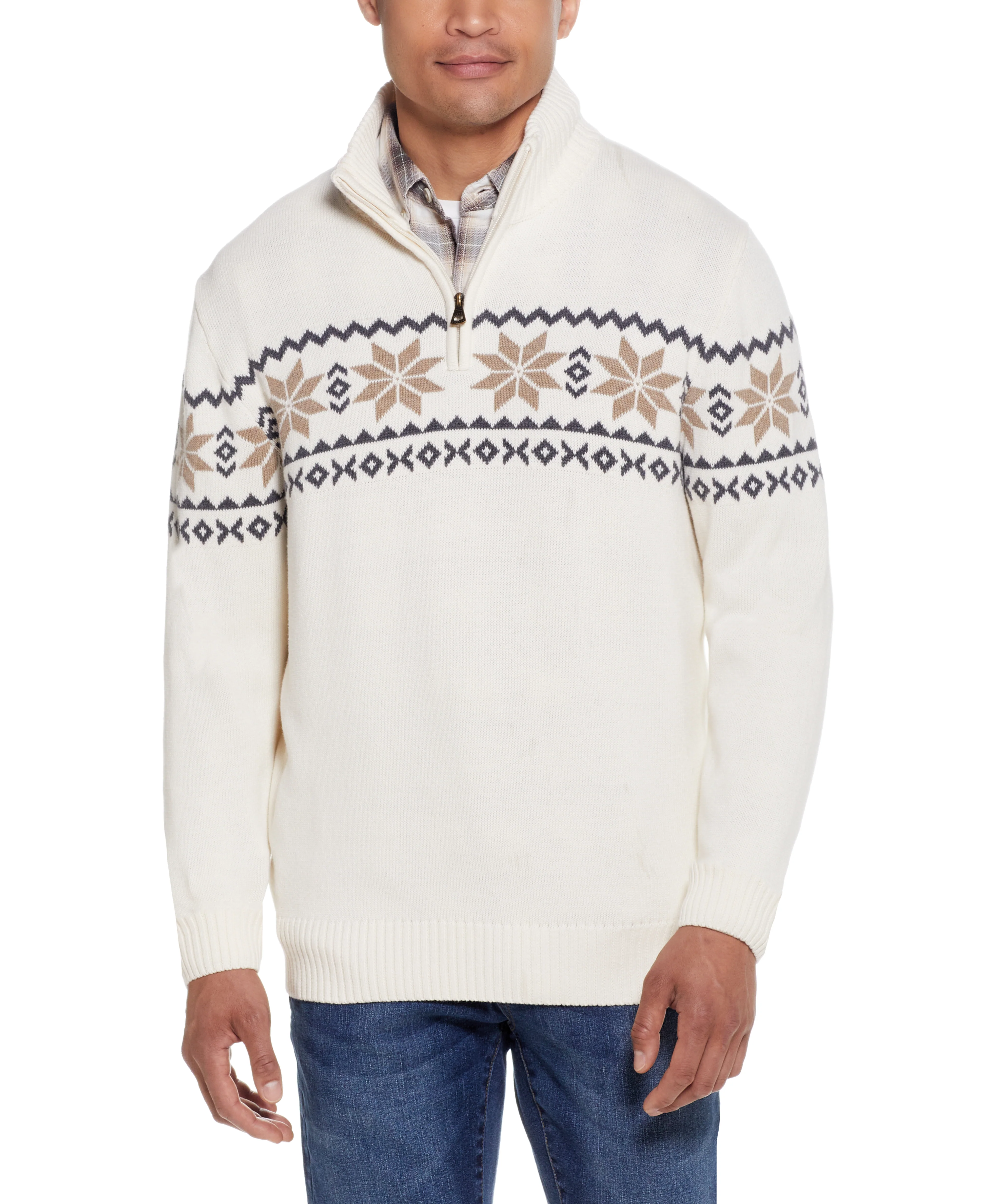Snowflake Quarter Zip Sweater In Ivory - Image 4