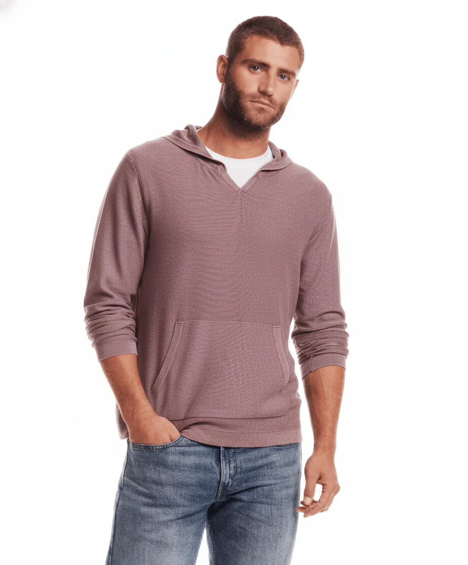 Stonewashed Hooded Sweater in Fig