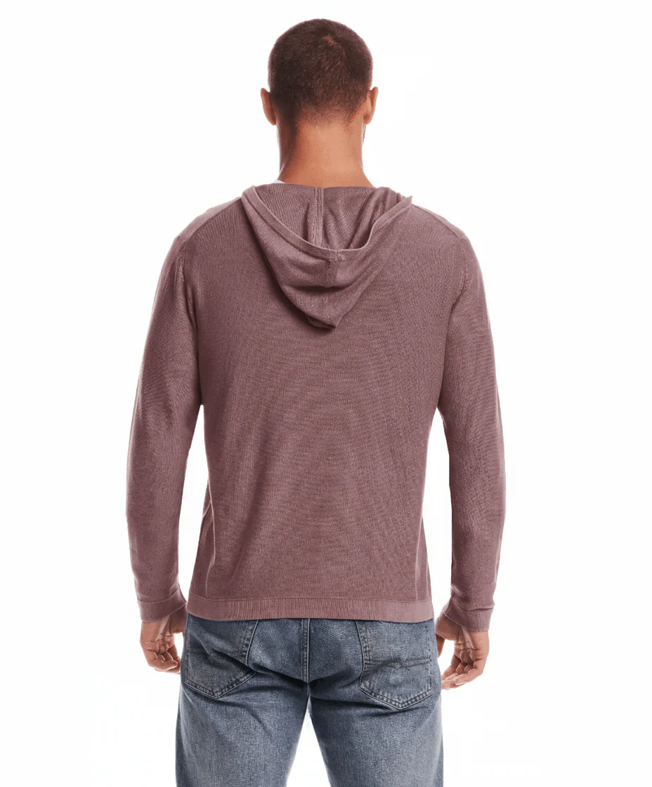 Stonewashed Hooded Sweater in Fig - Image 2