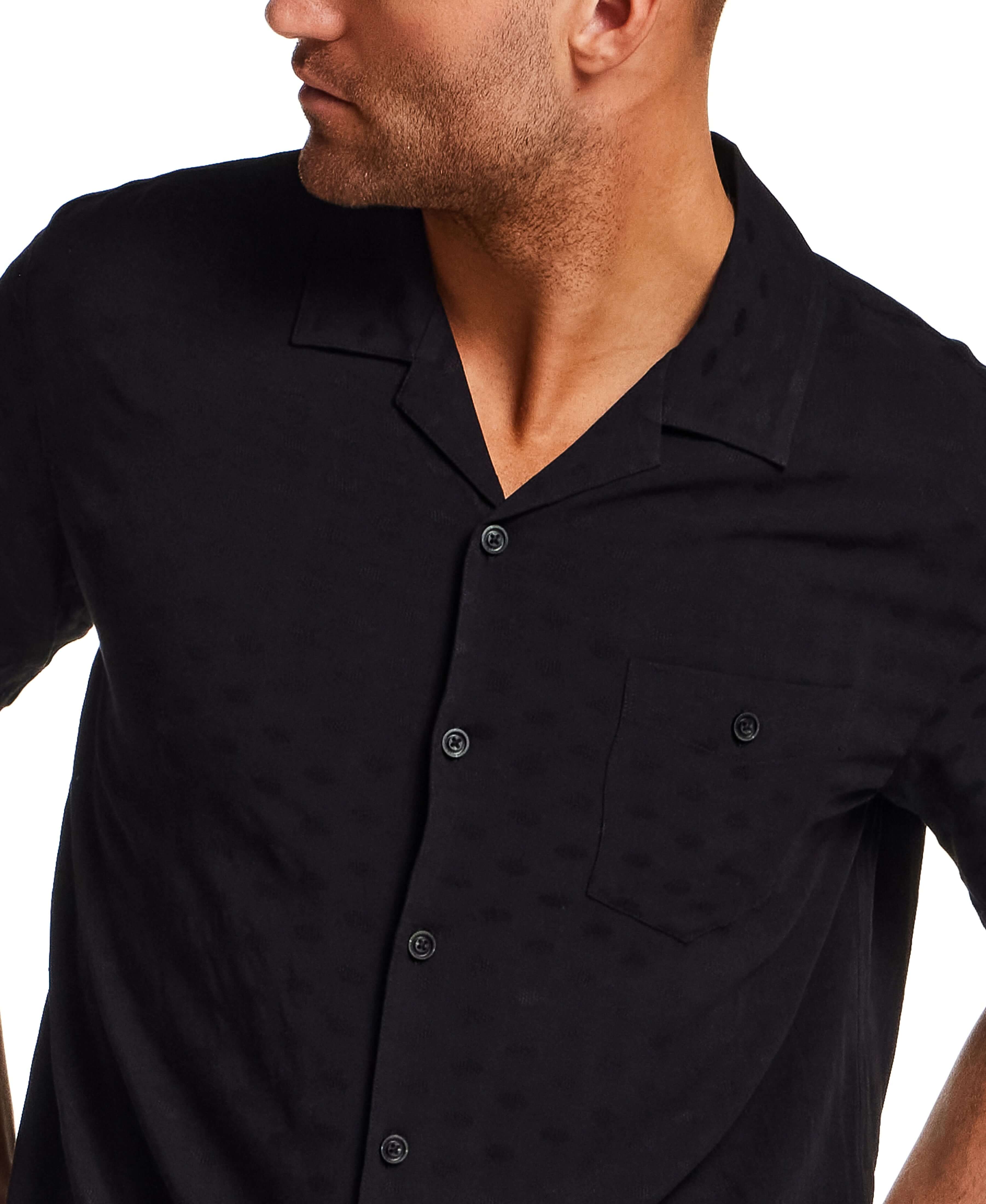 The Dobby Camp Collar Shirt in Black - Image 5