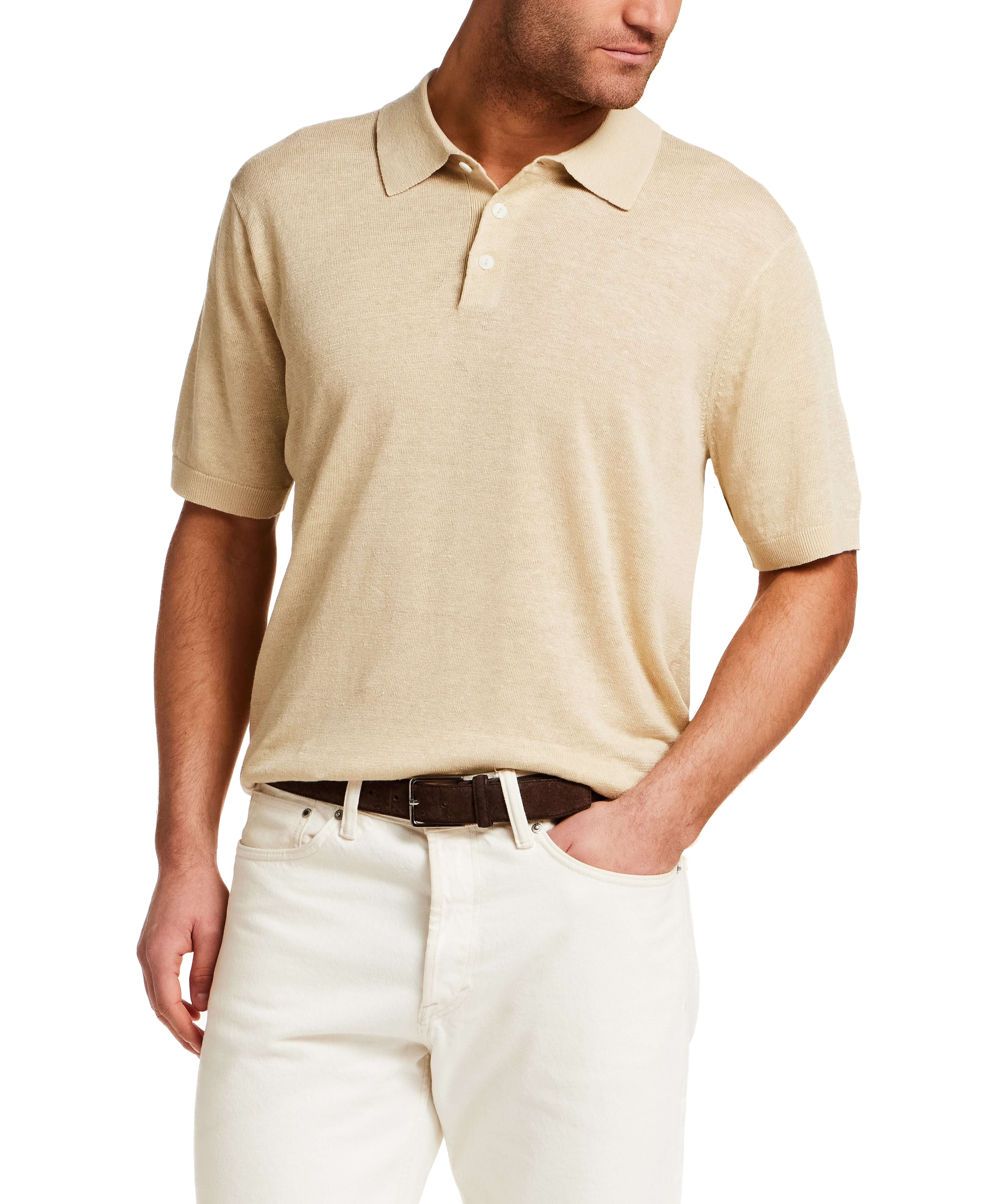 The Linen Polo Sweater in Bleached Sand - Image 3