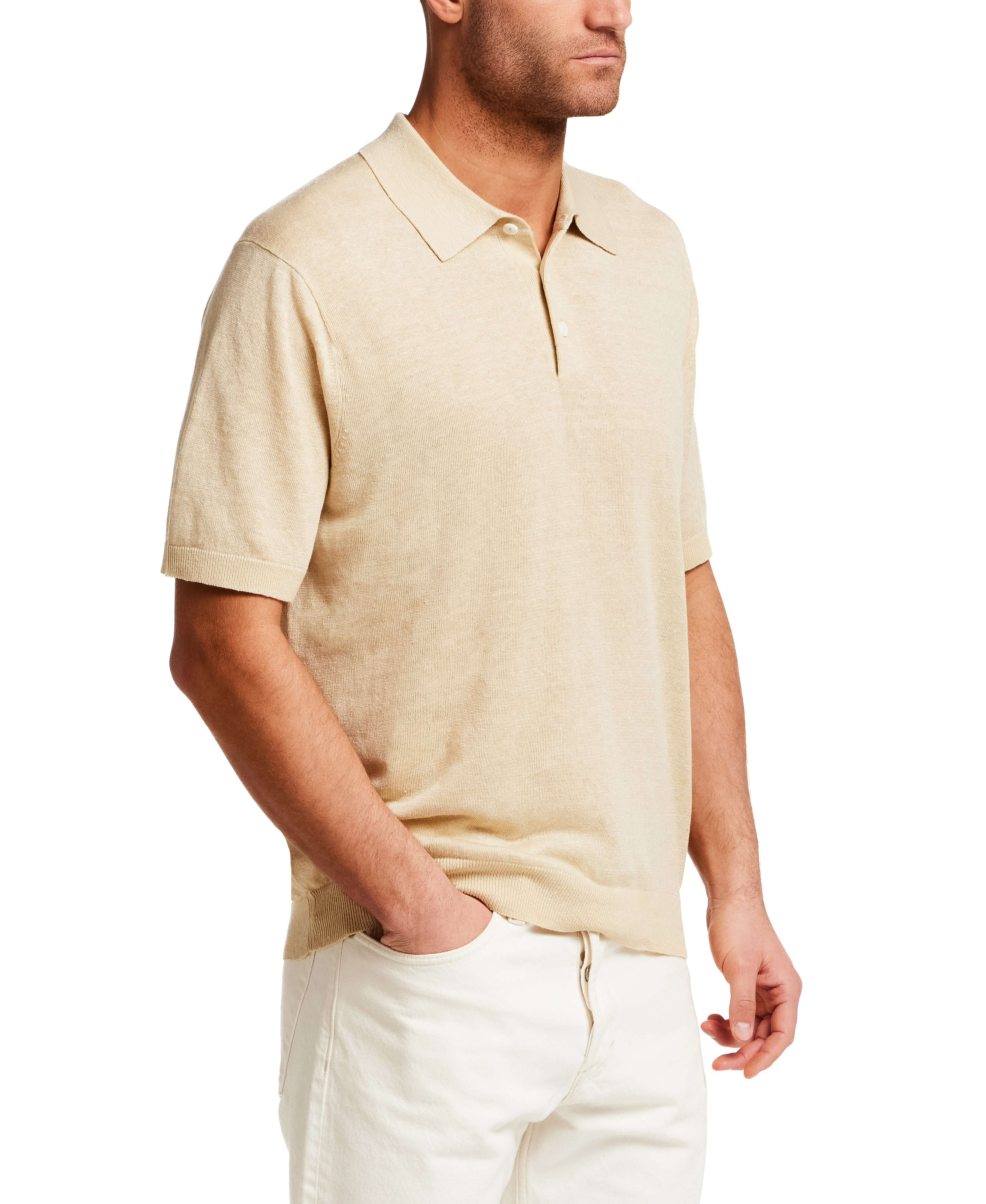 The Linen Polo Sweater in Bleached Sand - Image 4