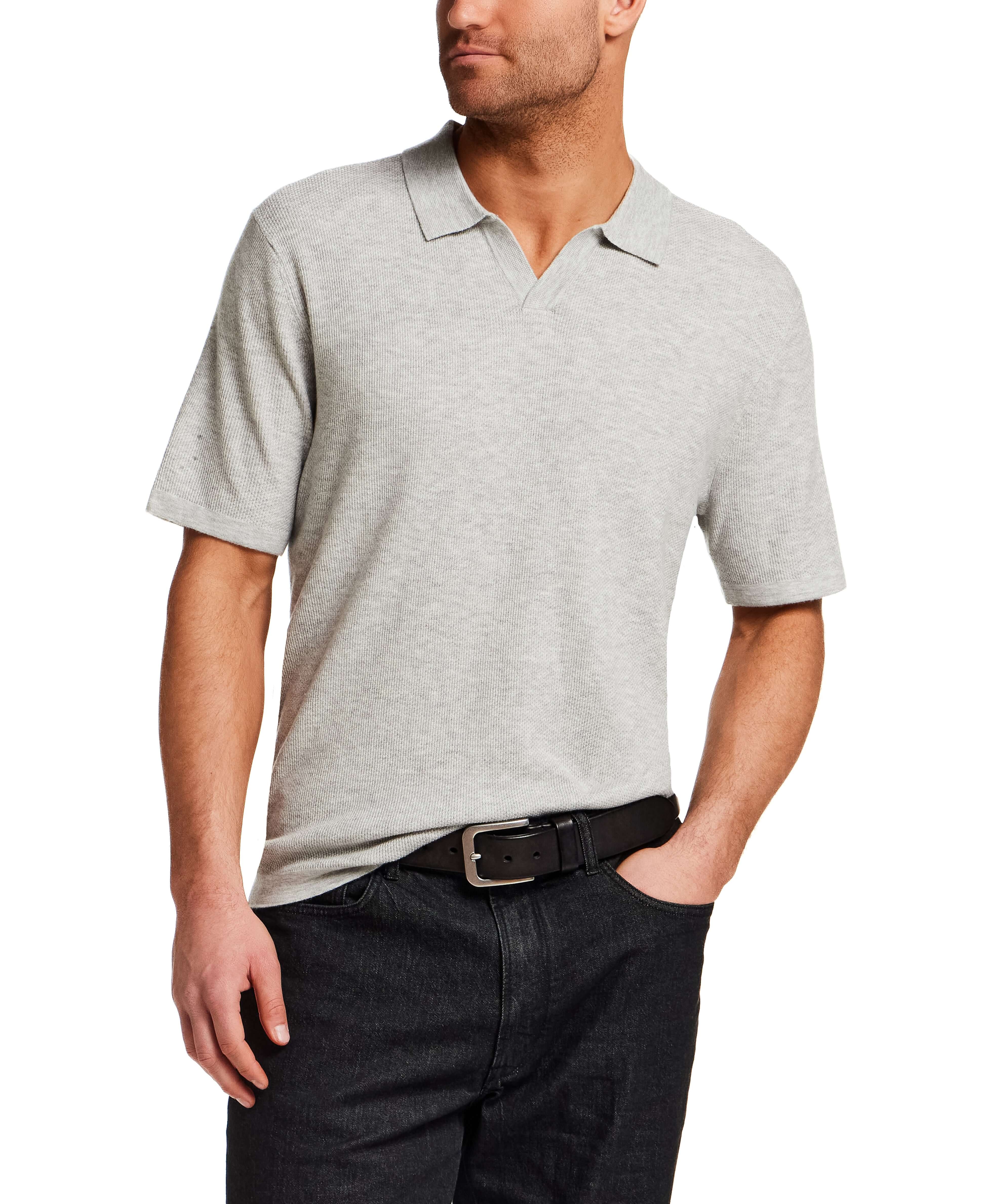 The Merino Blend Johnny Collar Sweater in Silver Heather - Image 3