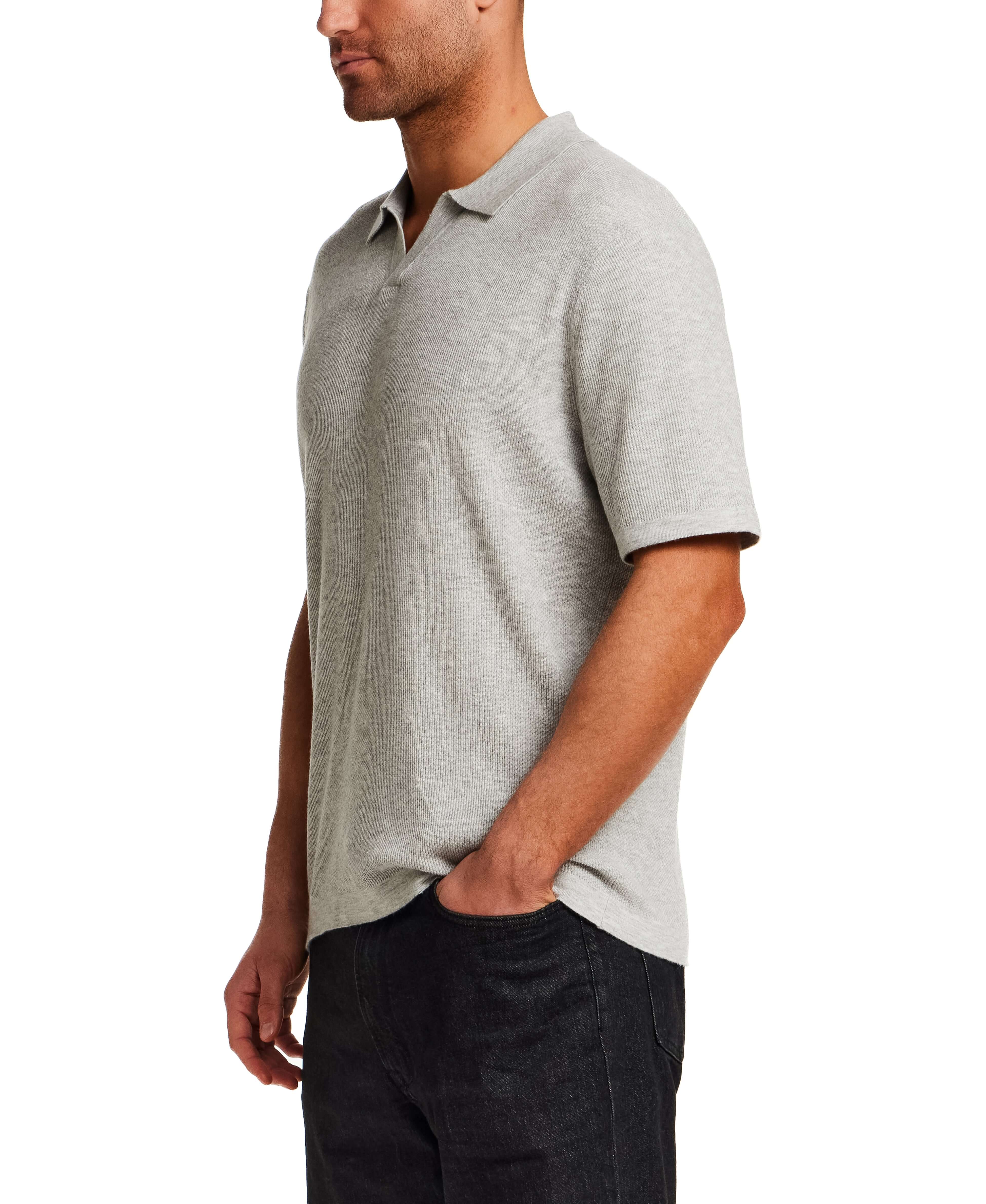 The Merino Blend Johnny Collar Sweater in Silver Heather - Image 4