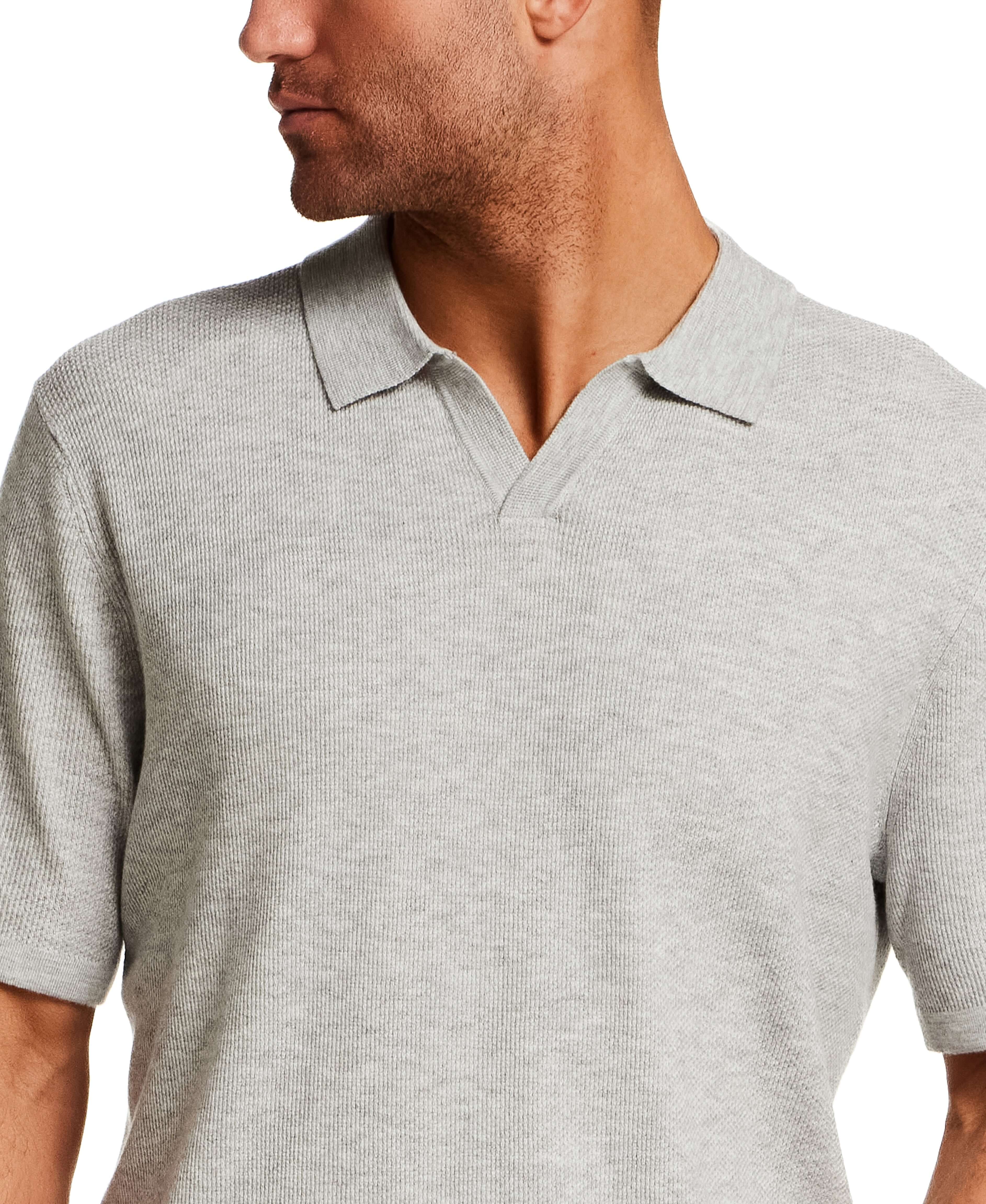 The Merino Blend Johnny Collar Sweater in Silver Heather - Image 5