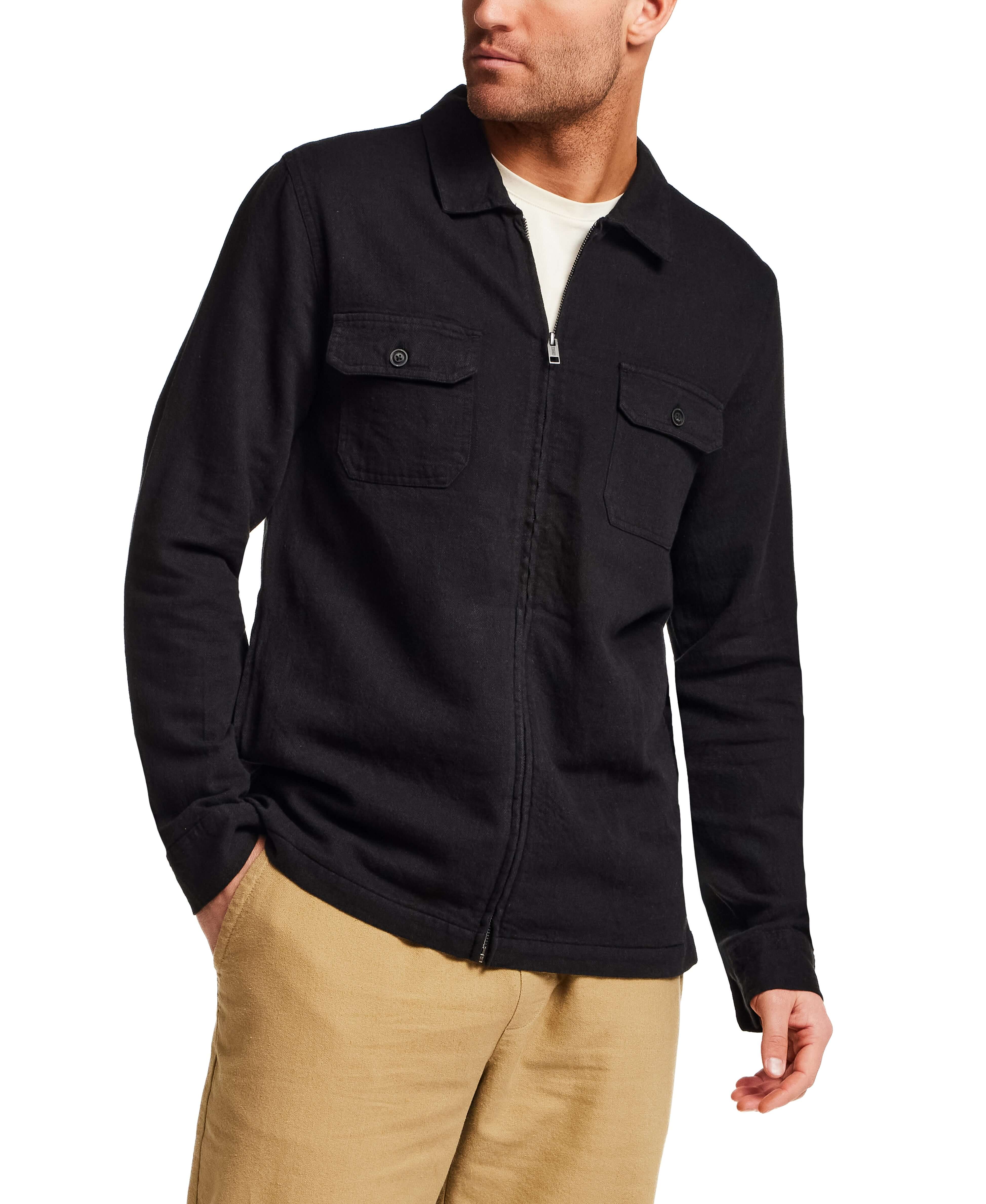 The Unlined Zip Overshirt in Black - Image 3