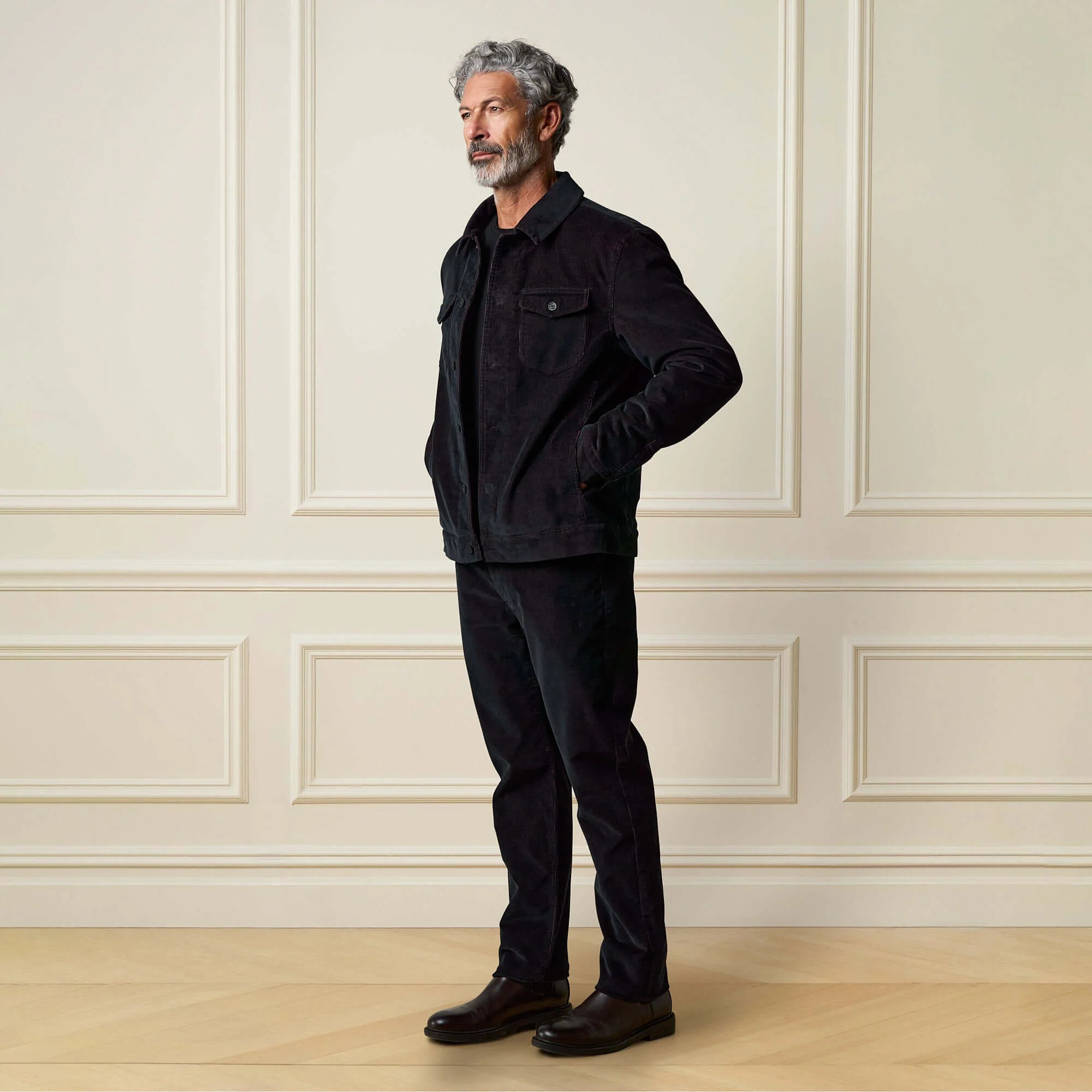 Two-Tone Cord Jacket in Black - Image 3