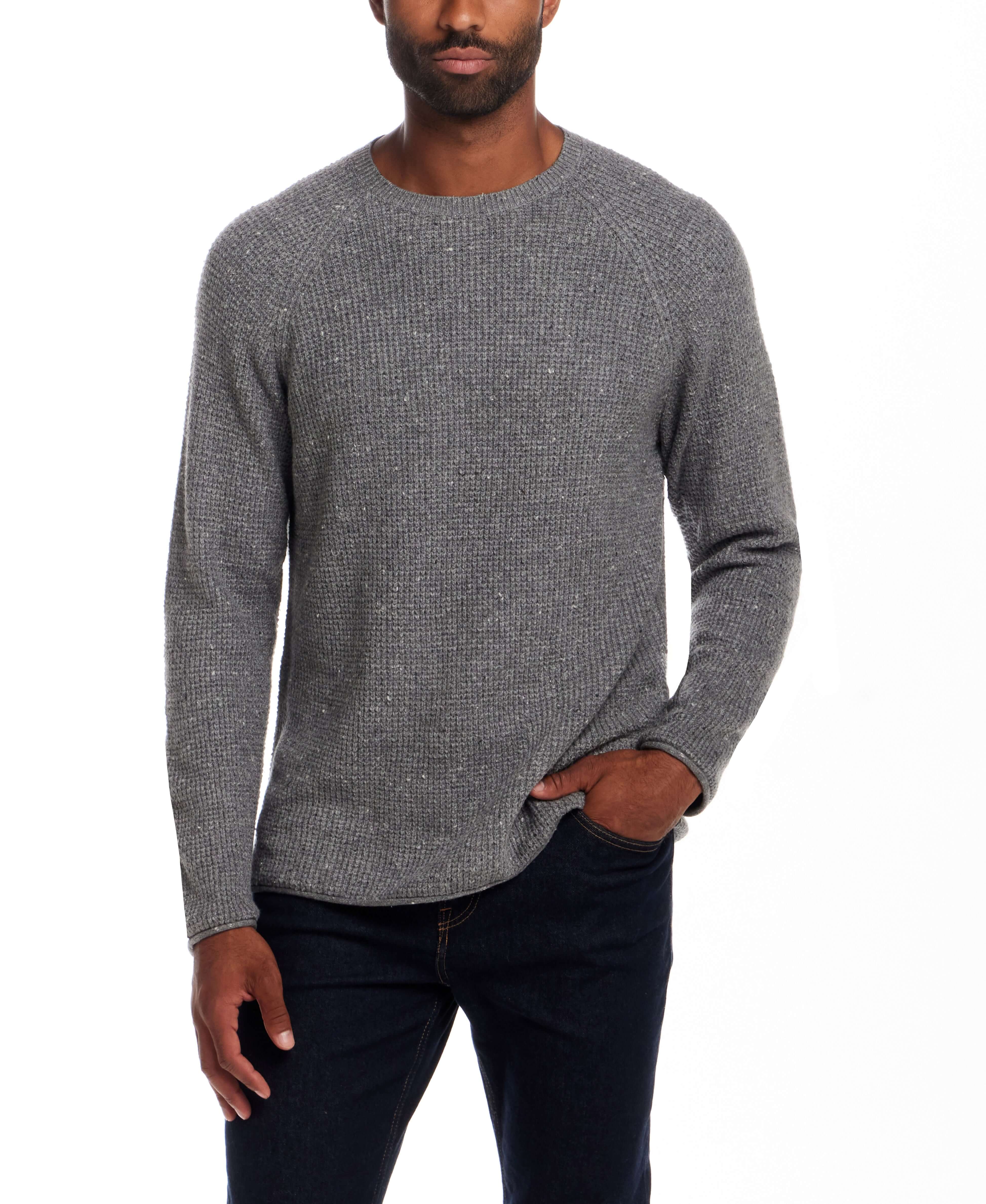 Waffle Crewneck Sweater in Grey - Image 3