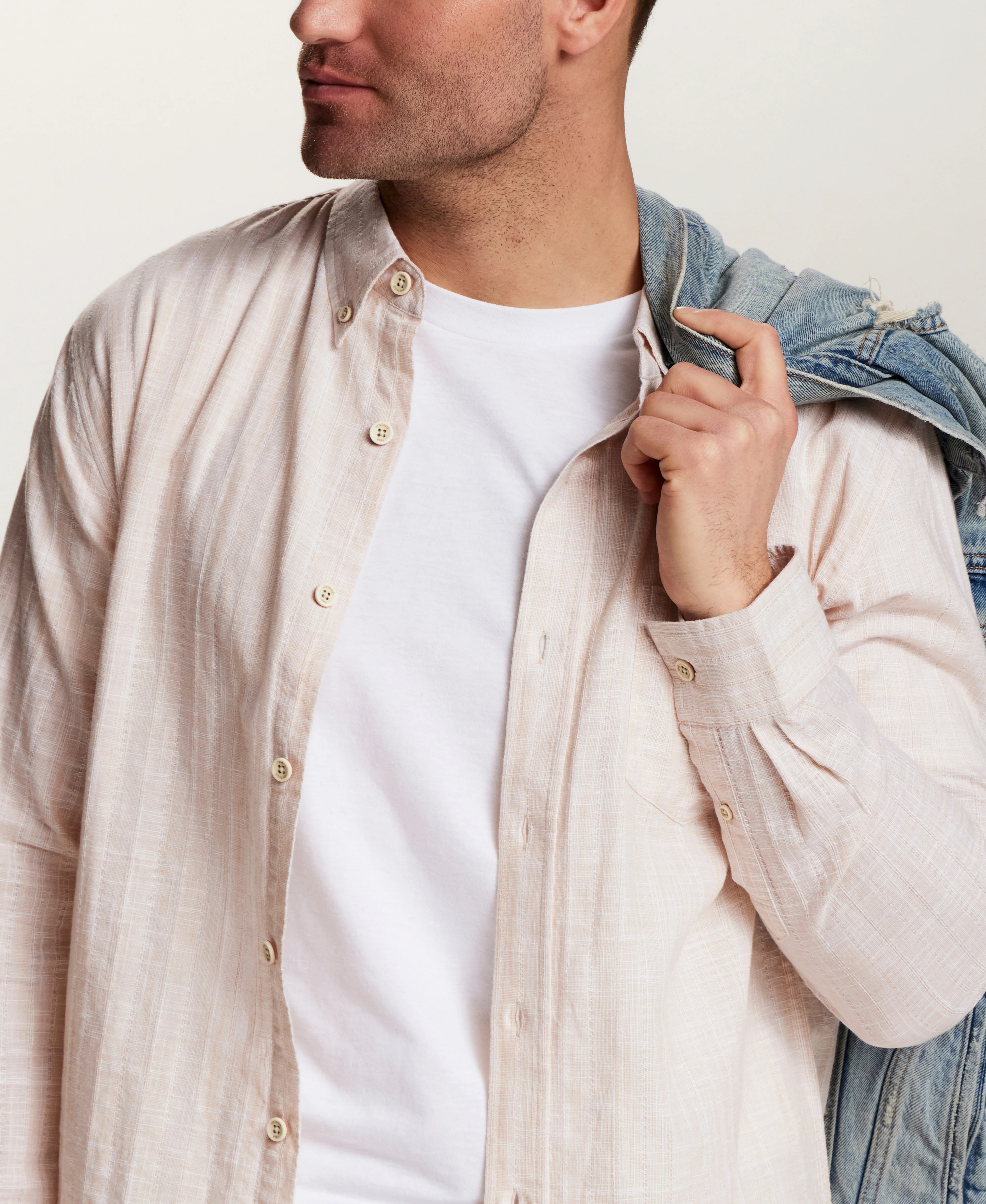 Washed Dobby Button-Down Shirt in Ecru - Image 2