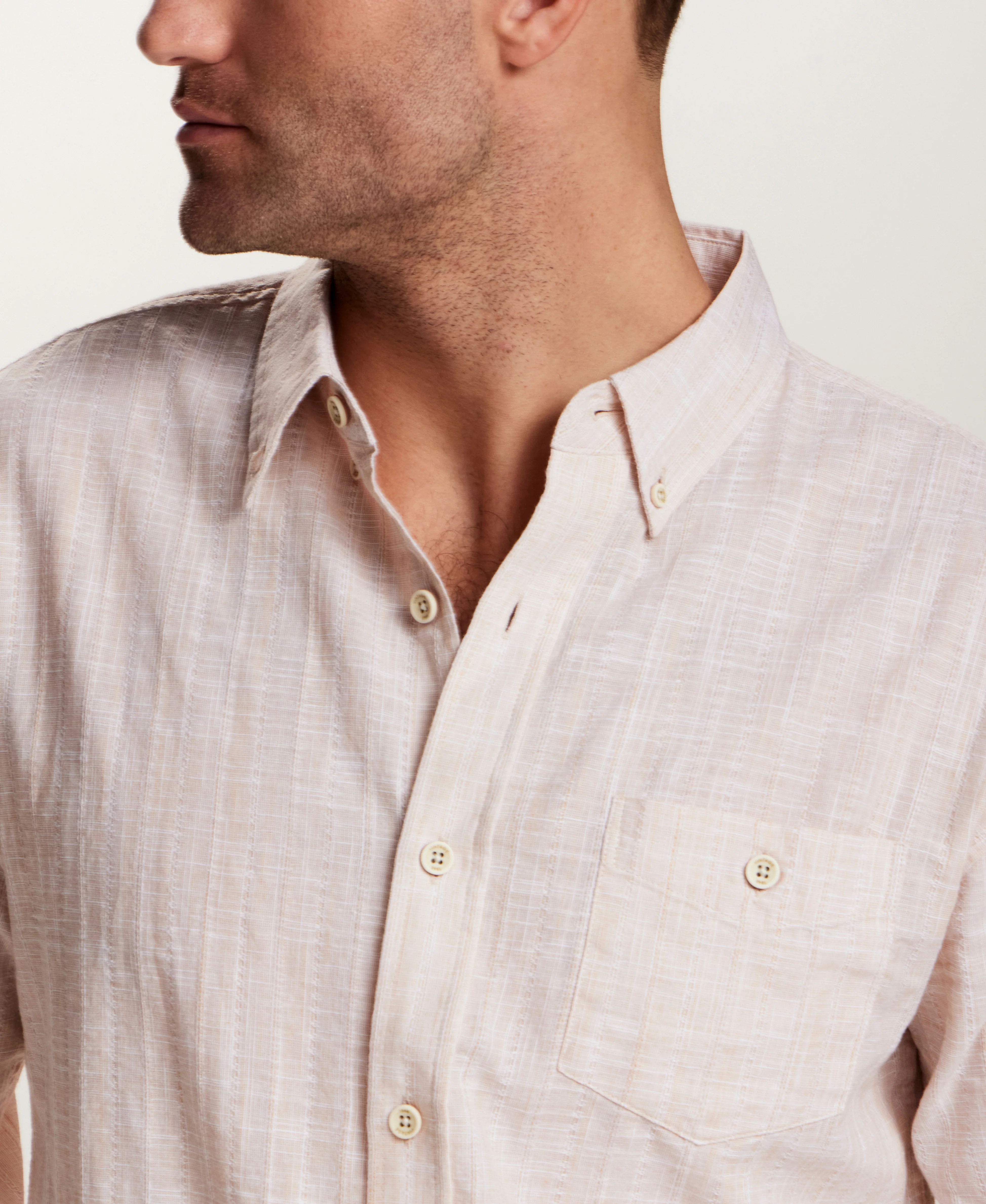 Washed Dobby Button-Down Shirt in Ecru - Image 3