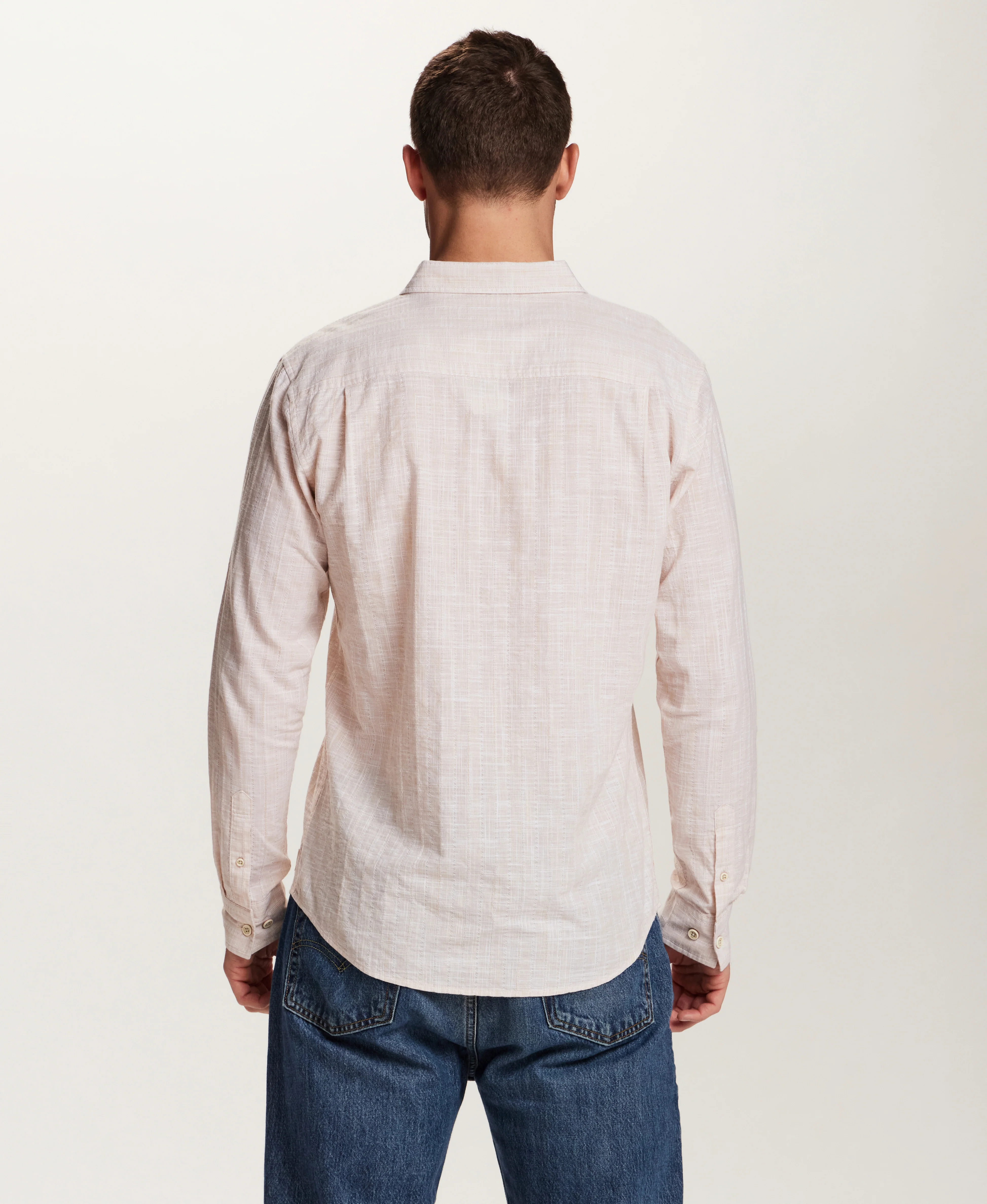 Washed Dobby Button-Down Shirt in Ecru - Image 4