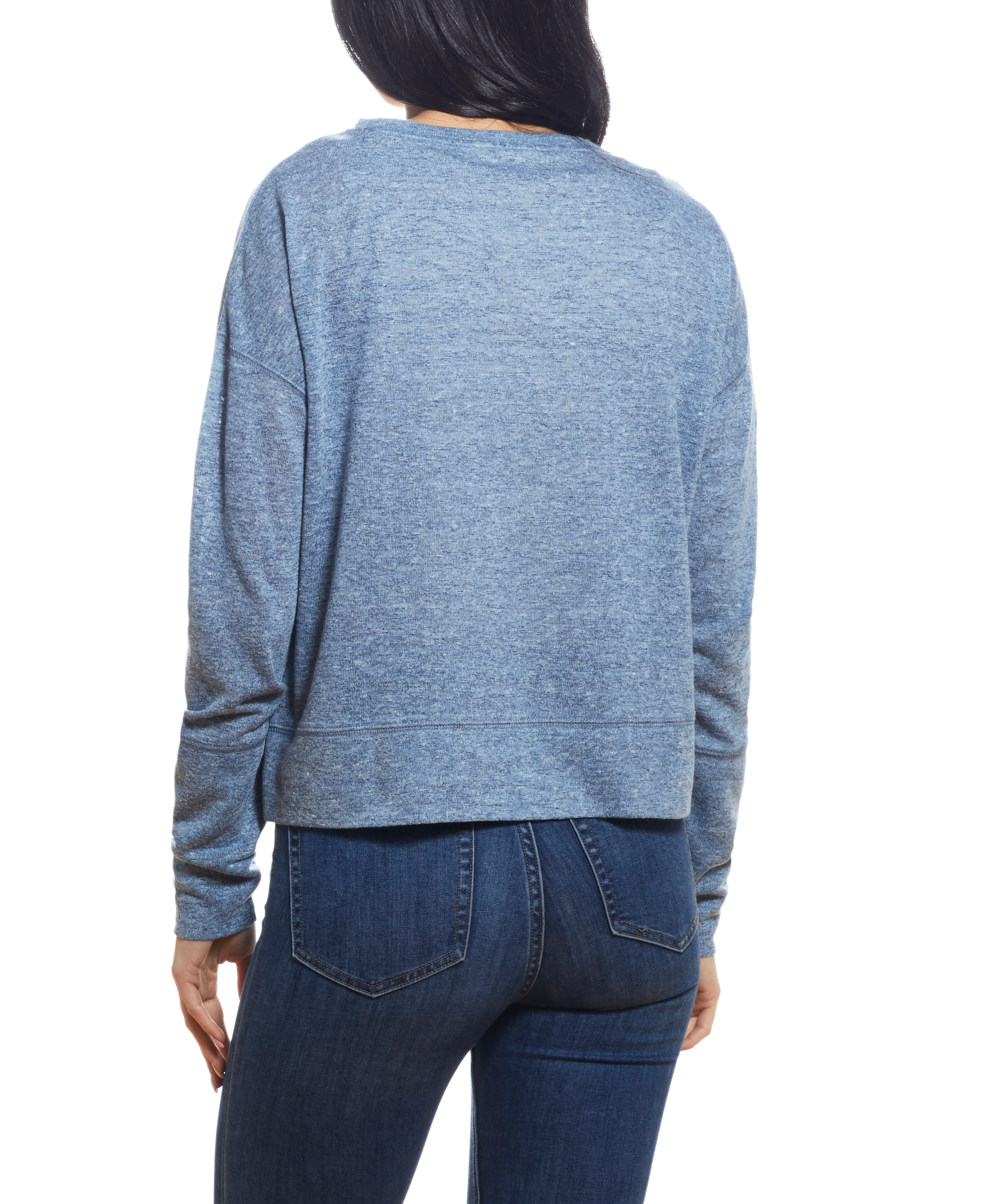 Texture Melange Sweatshirt In Blue - Image 4