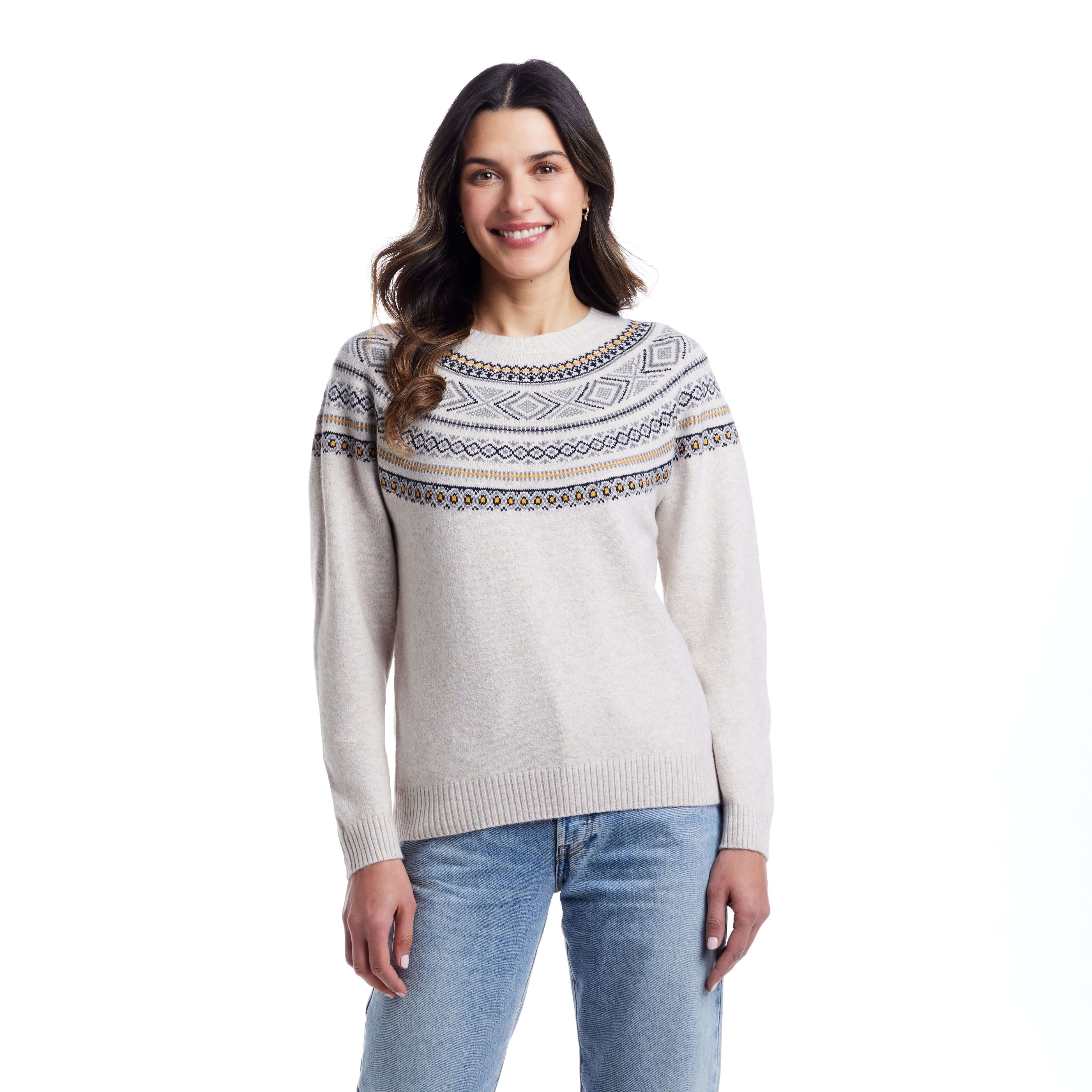 Women's Fair Isle Sweater in Cream - Image 4