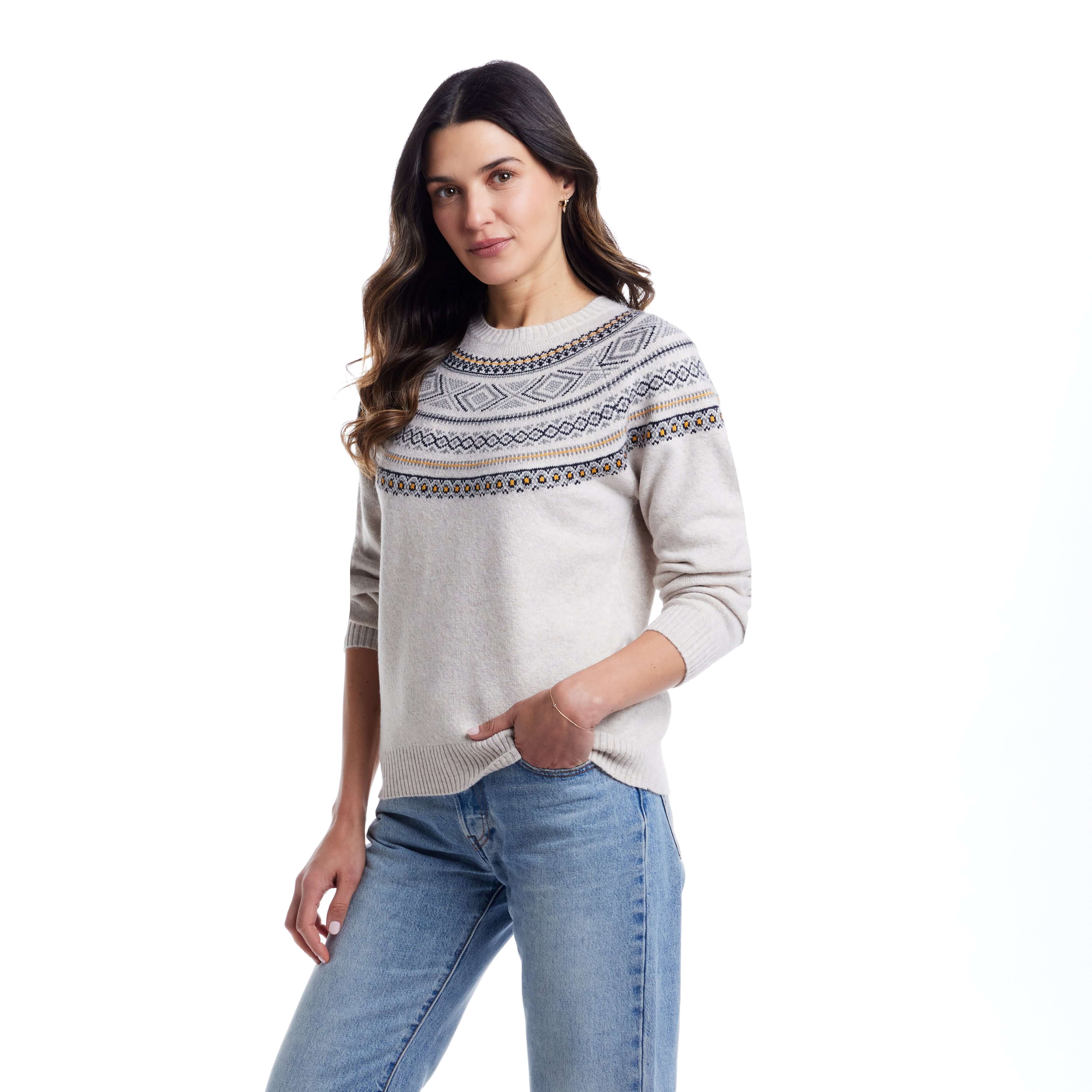 Women's Fair Isle Sweater in Cream - Image 5