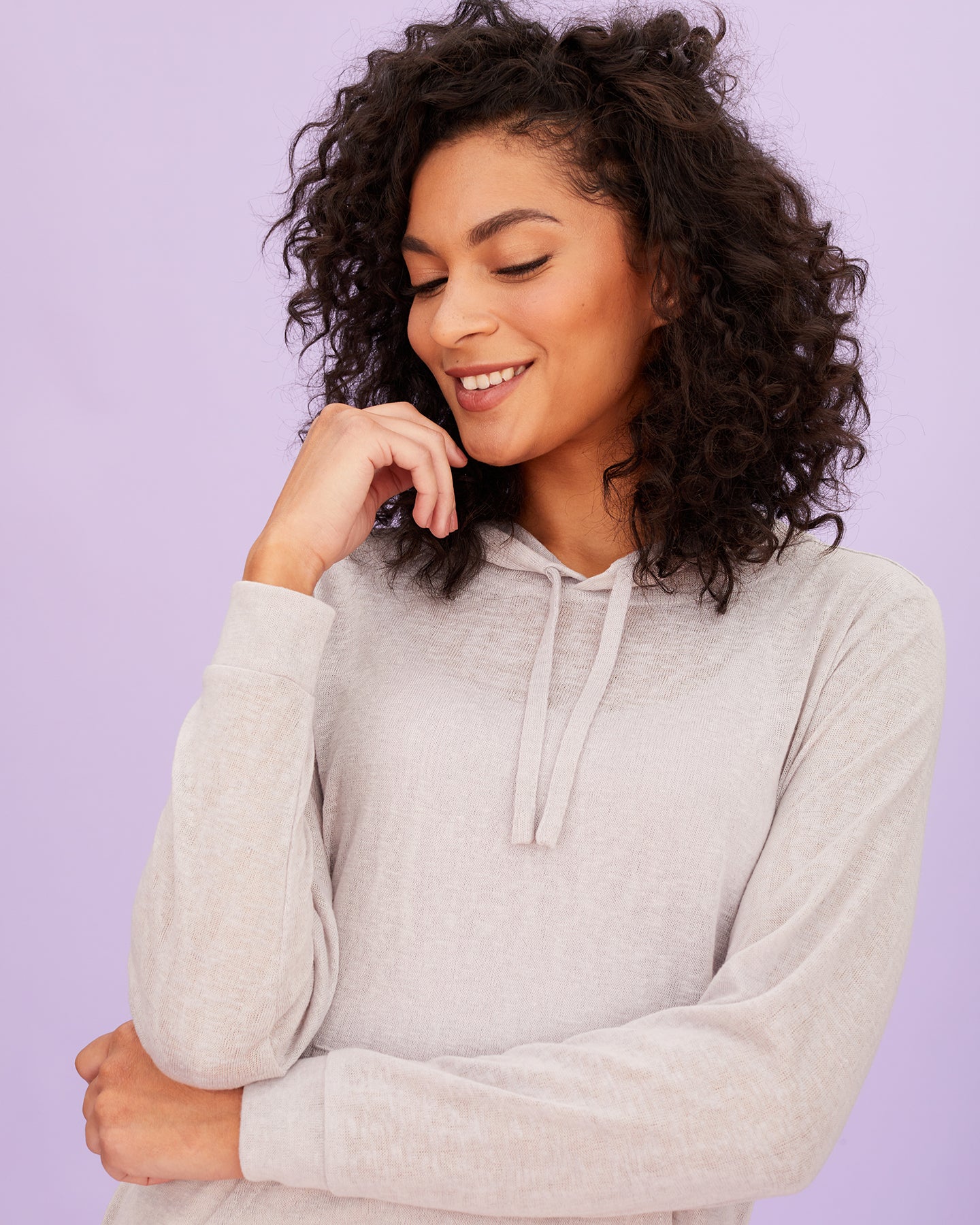 Women's Slub Hoodie Pullover in Silver - Image 3