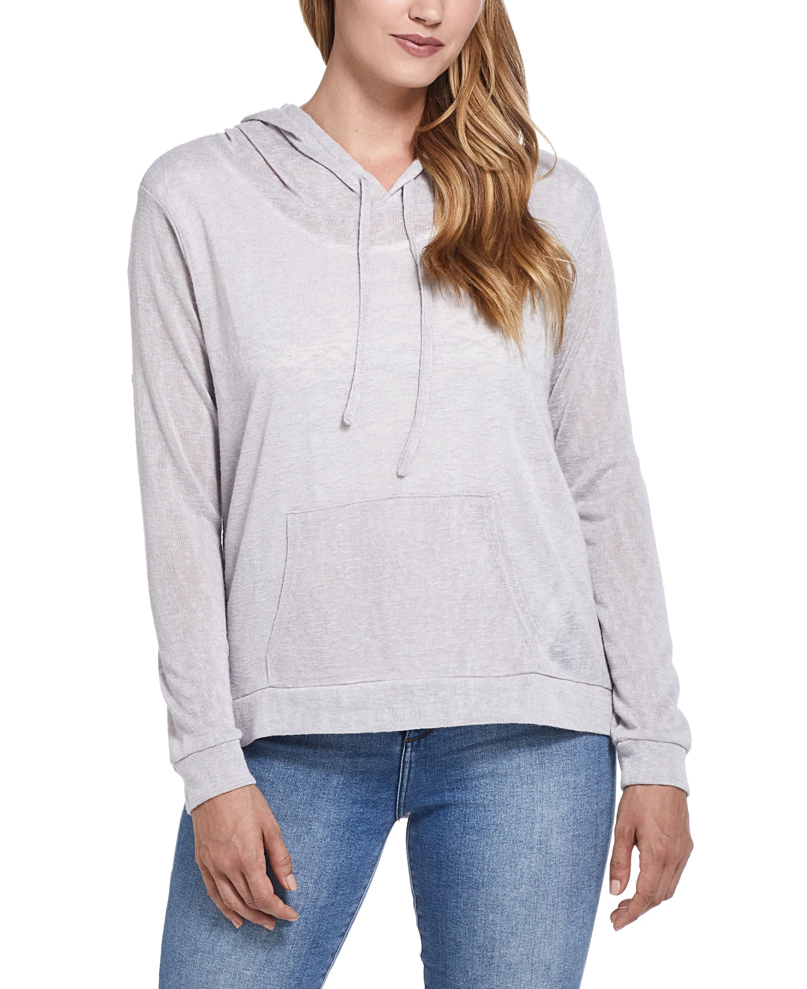 Women's Slub Hoodie Pullover in Silver - Image 5