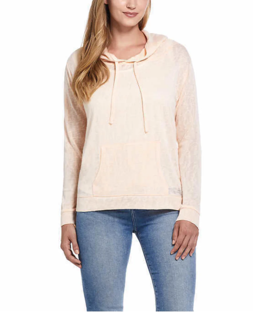 Women's Slub Hoodie Pullover in Peach - Image 6