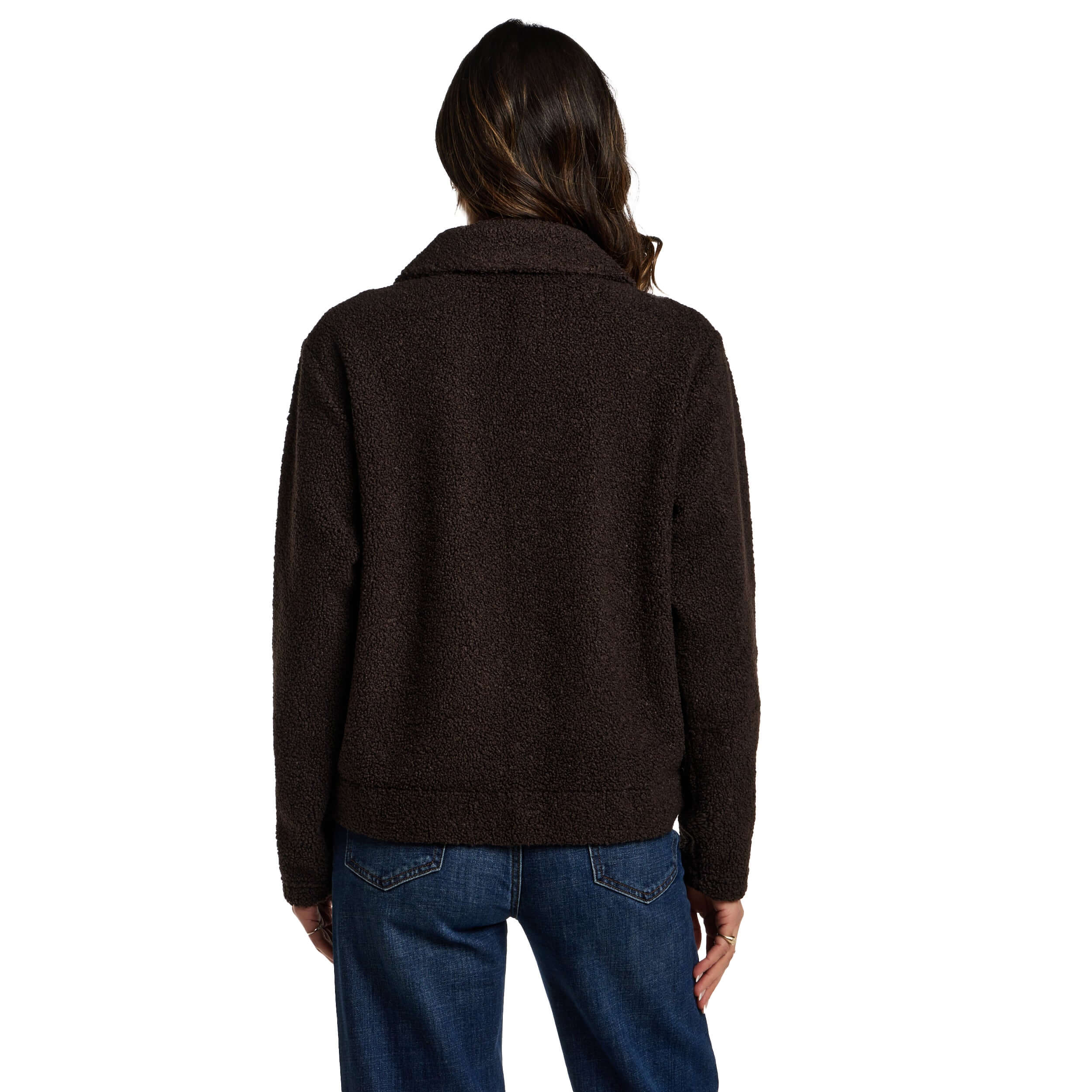 Women's Teddy Fleece Jacket in Chocolate - Image 3