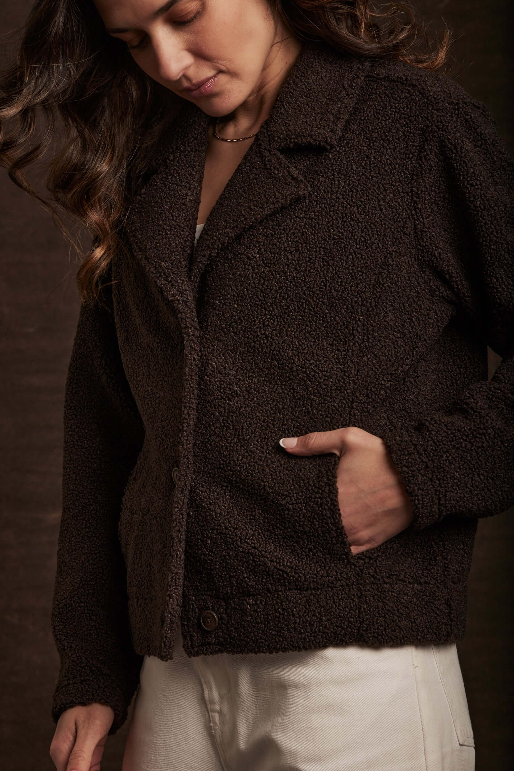 Women's Teddy Fleece Jacket in Chocolate - Image 4