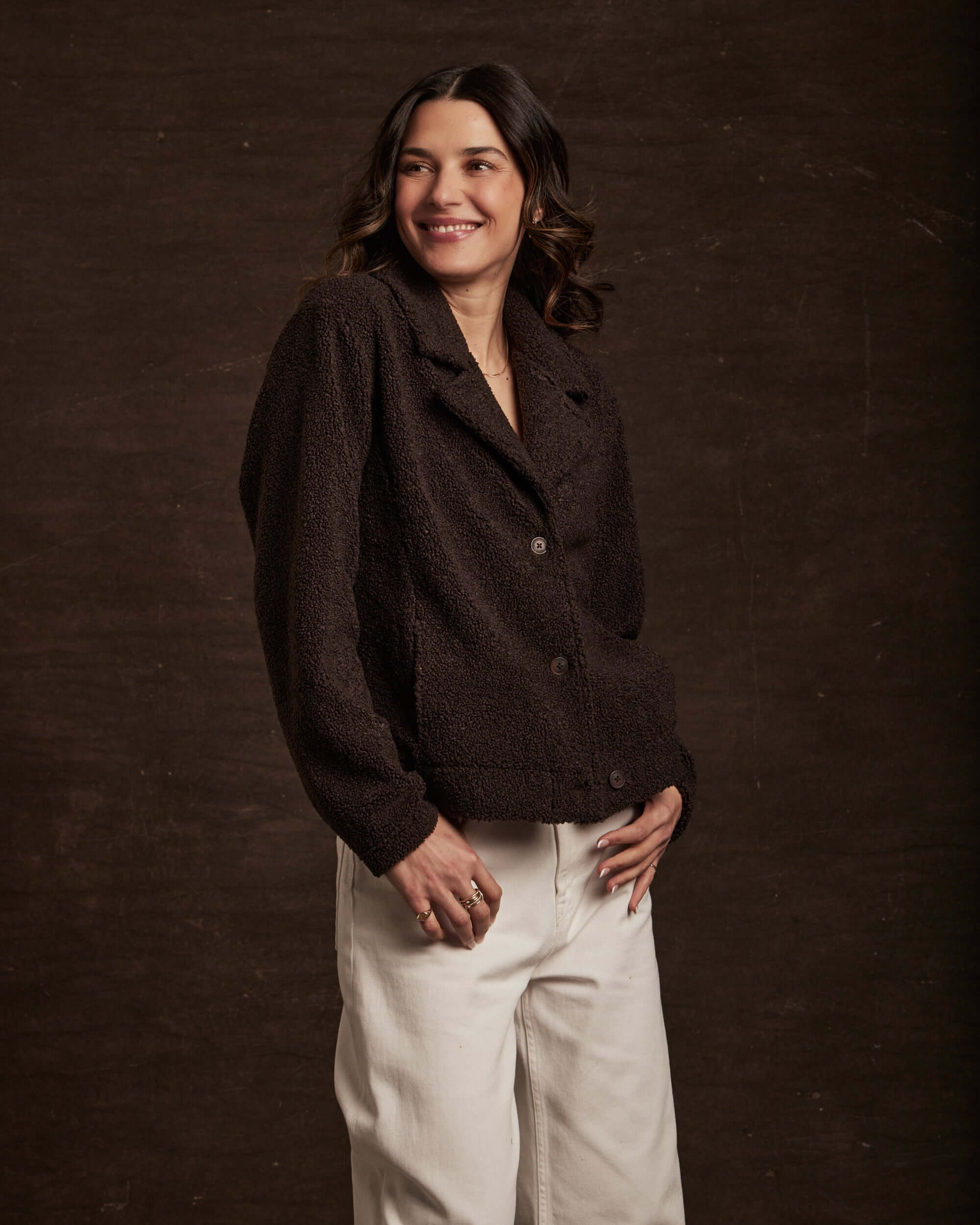 Women's Teddy Fleece Jacket in Chocolate - Image 6