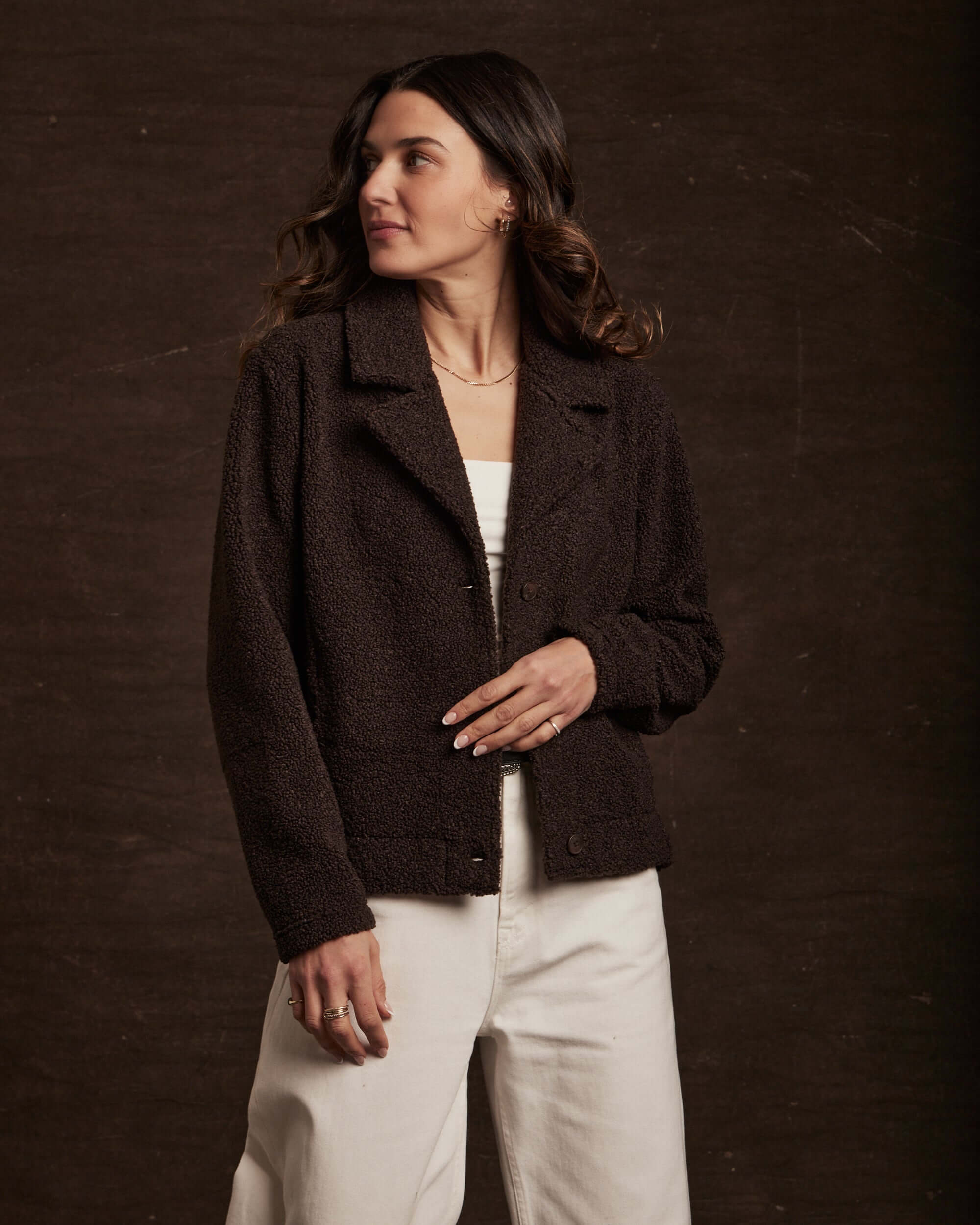 Women's Teddy Fleece Jacket in Chocolate - Image 7