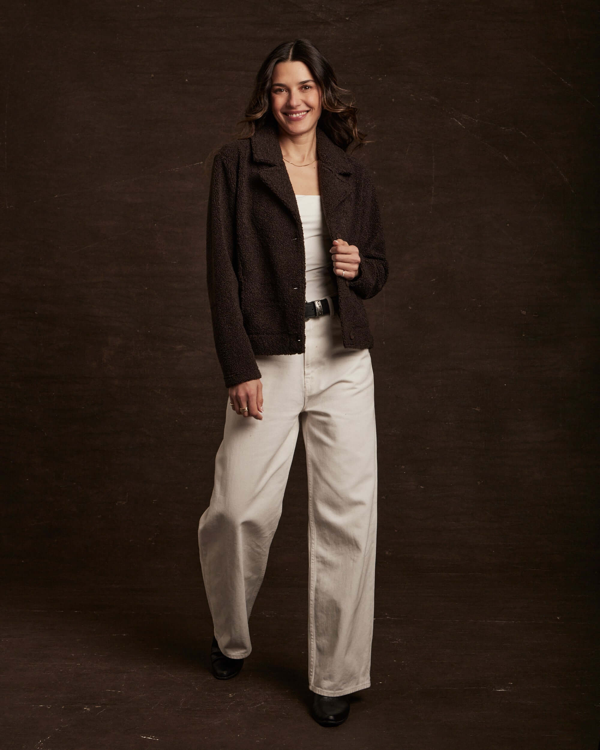 Women's Teddy Fleece Jacket in Chocolate - Image 8