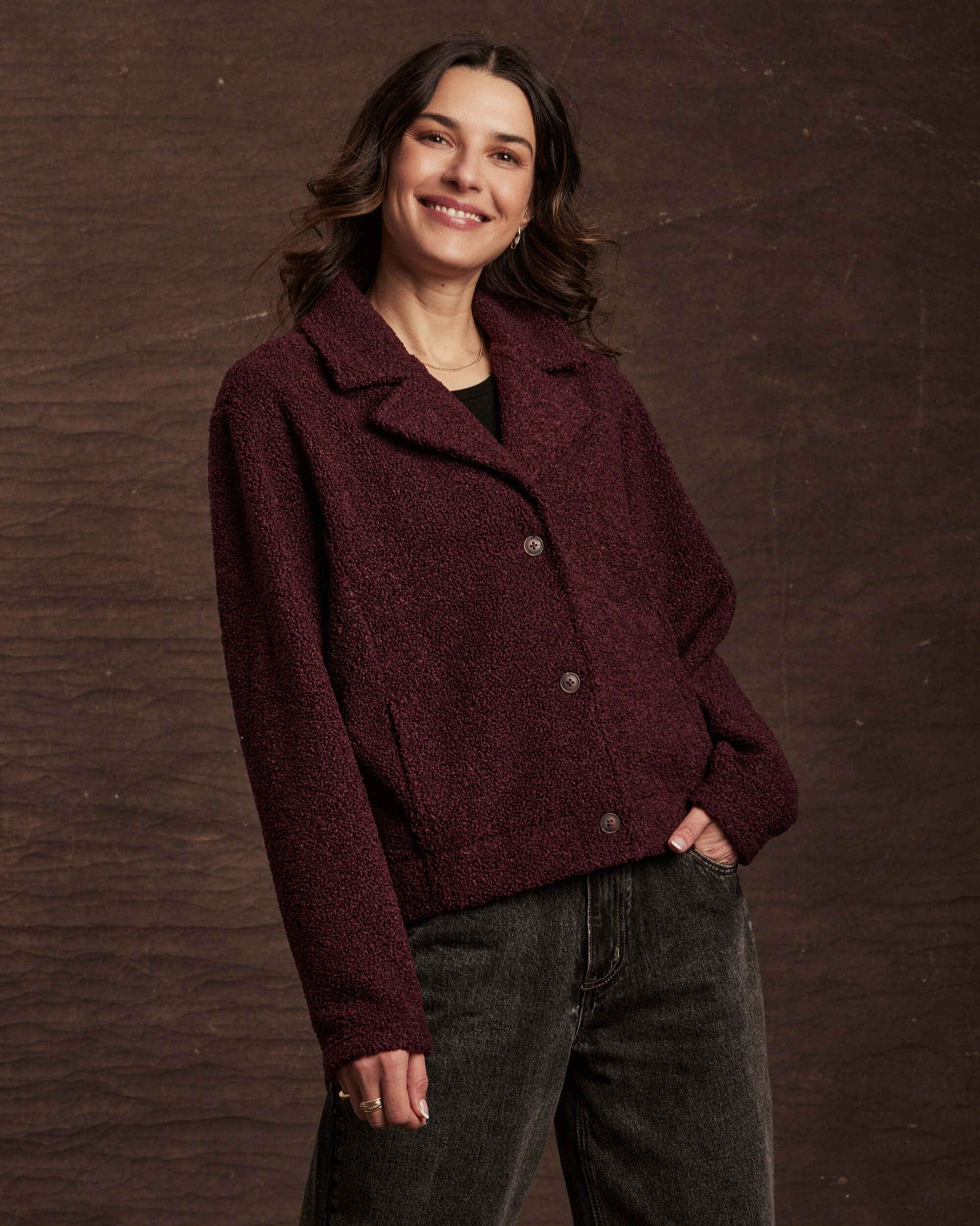 Women's Teddy Fleece Jacket in Fig - Image 6