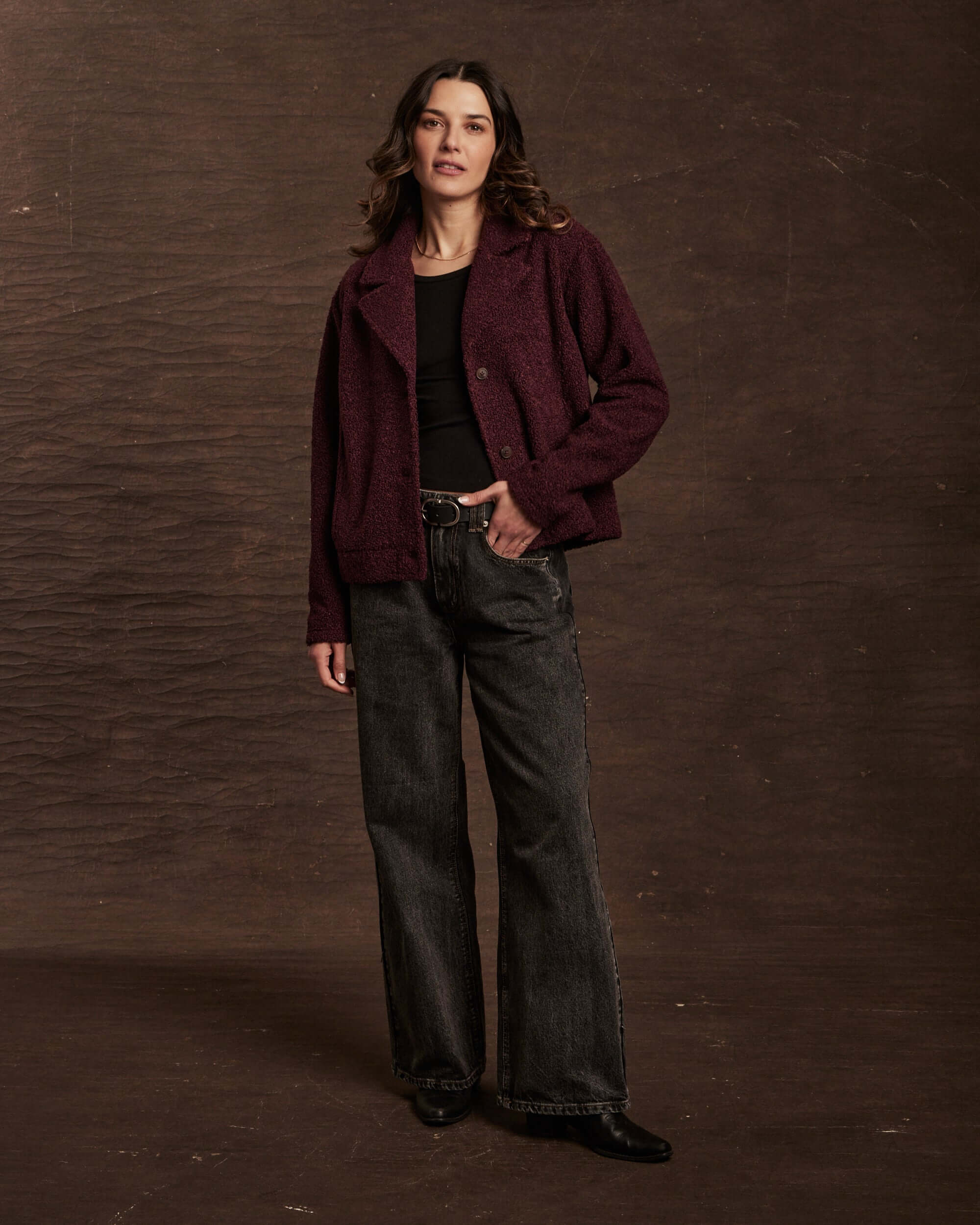 Women's Teddy Fleece Jacket in Fig - Image 7