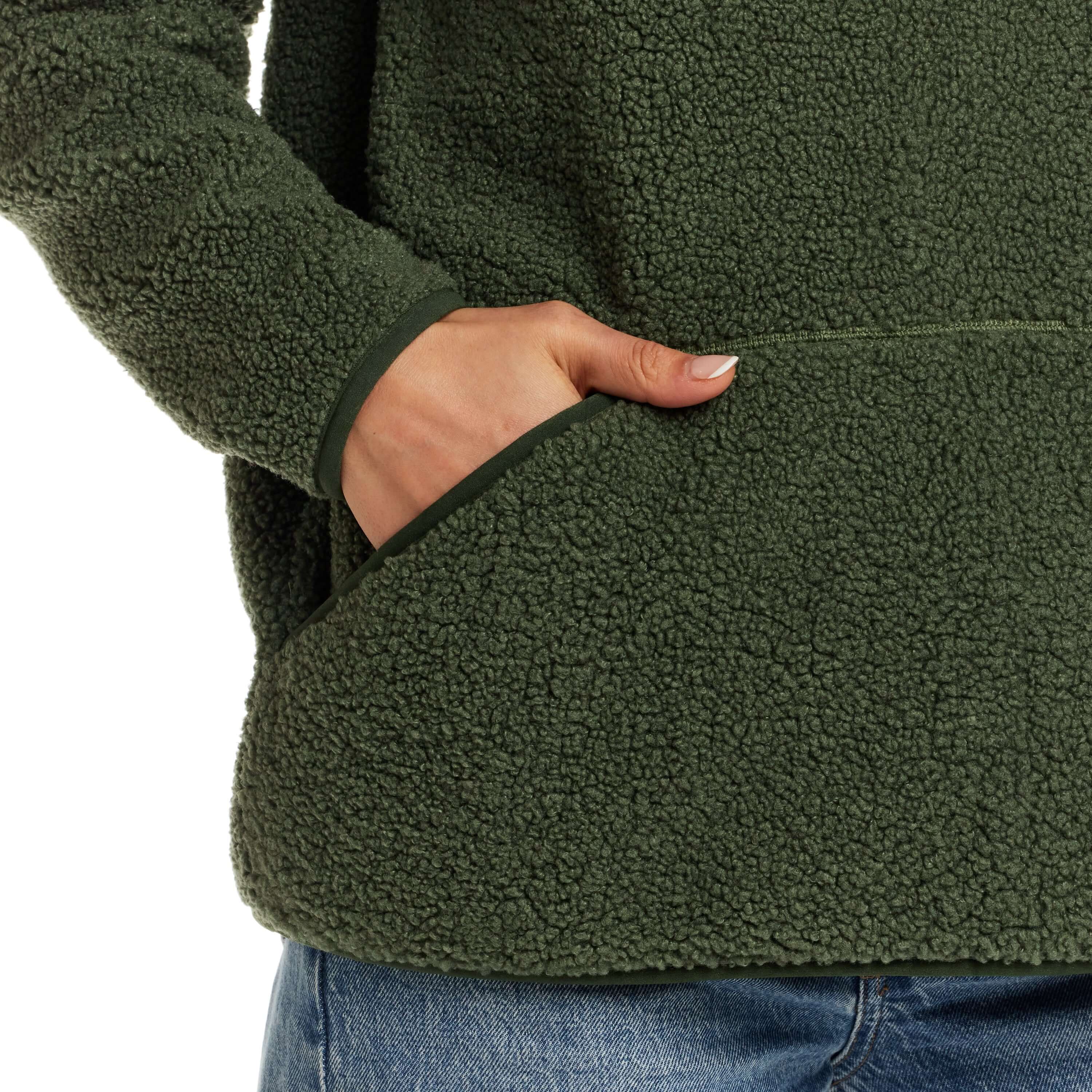 Women's Teddy Sherpa Quarter Zip Pullover in Green - Image 5