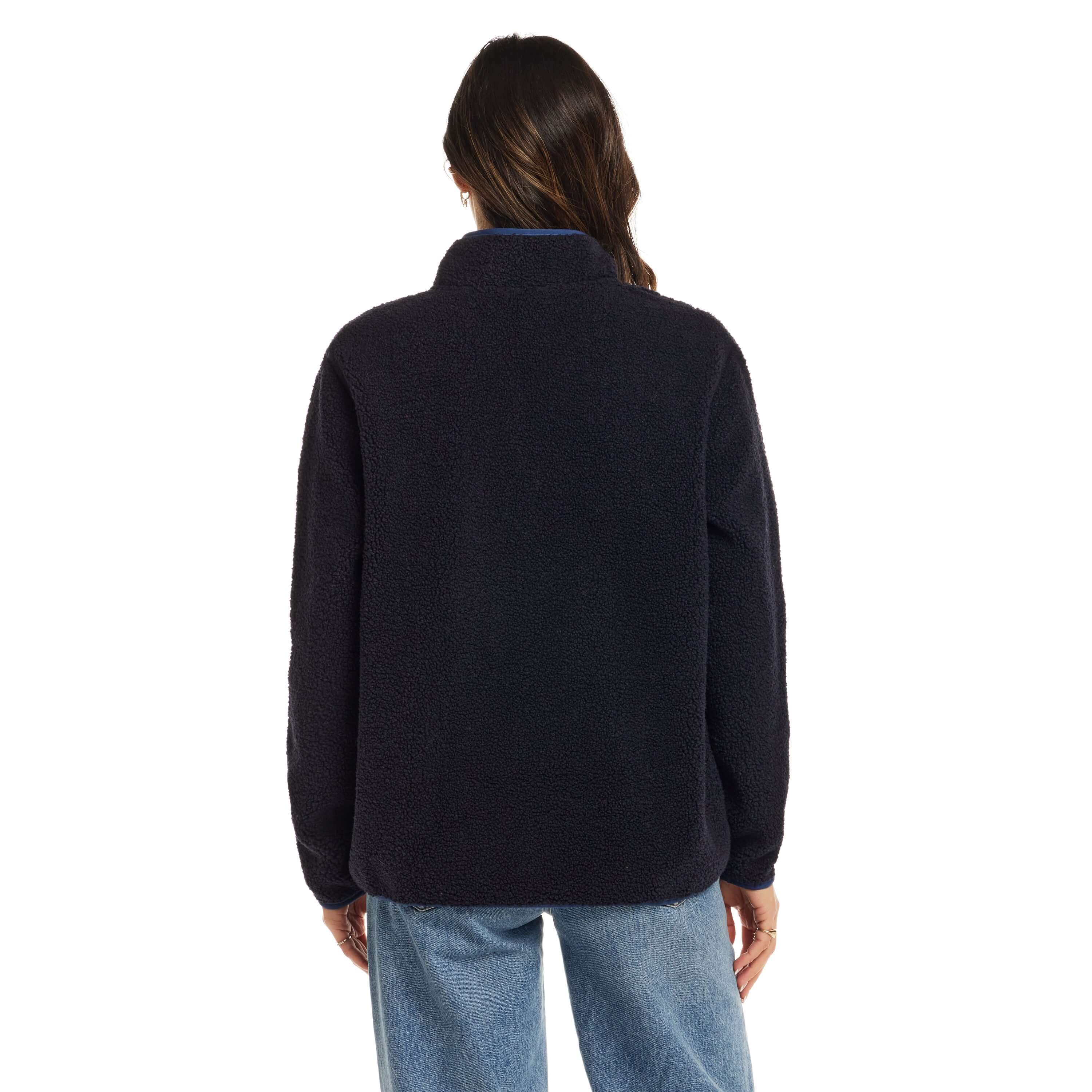 Women's Teddy Sherpa Quarter Zip Pullover in Navy - Image 3