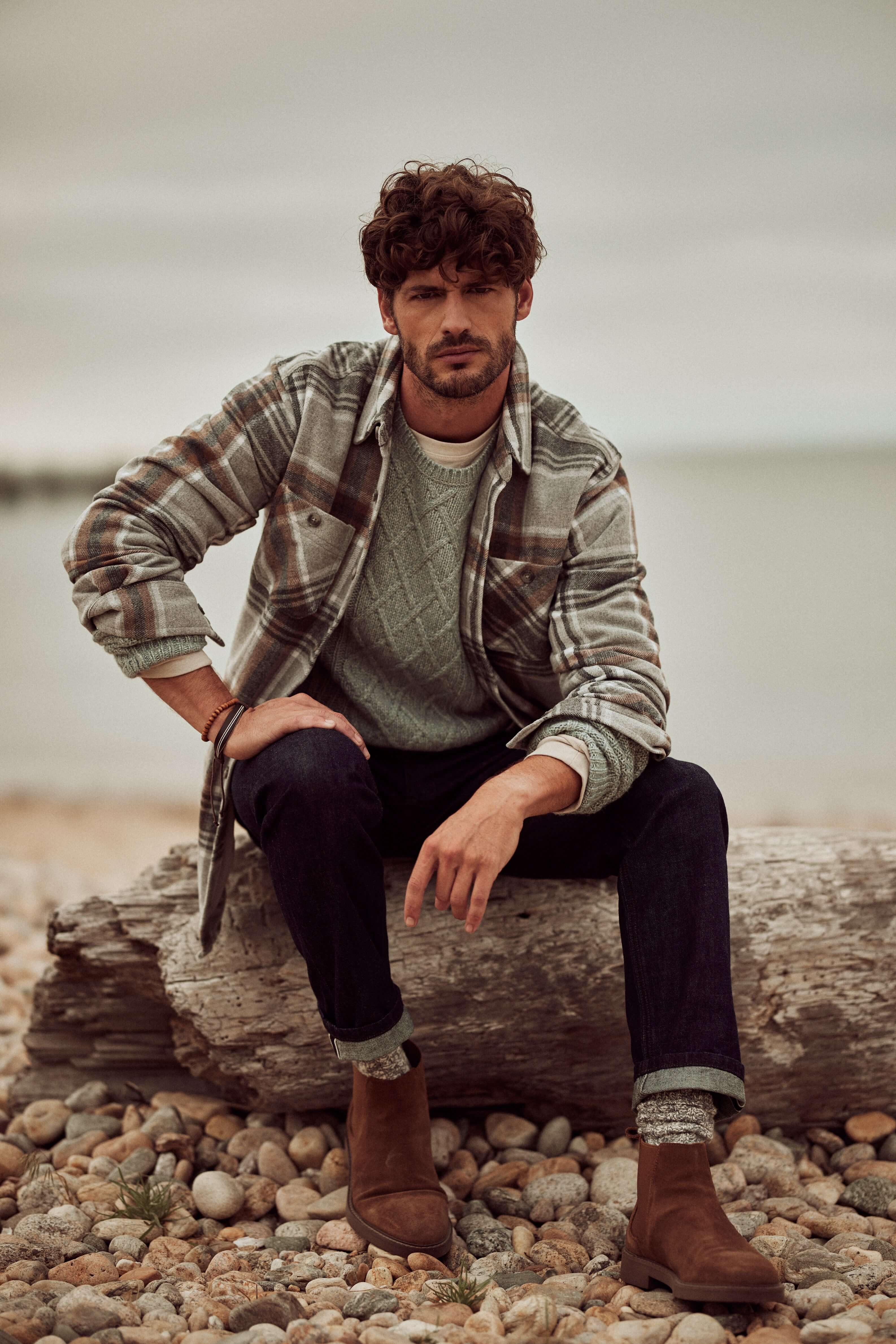 Wool Blend Plaid Shirt Jacket in Castor Grey - Image 3