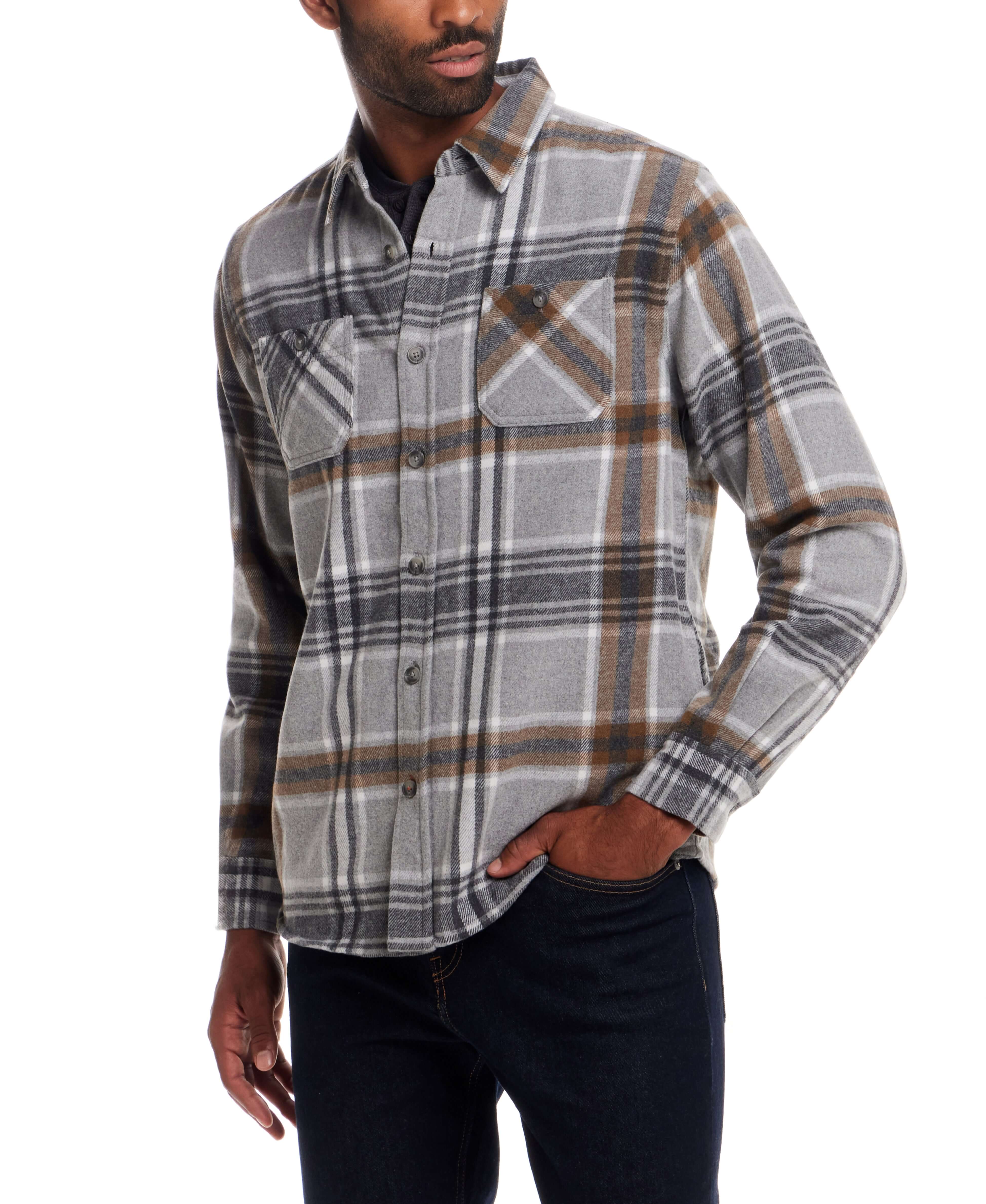 Wool Blend Plaid Shirt Jacket in Castor Grey - Image 4
