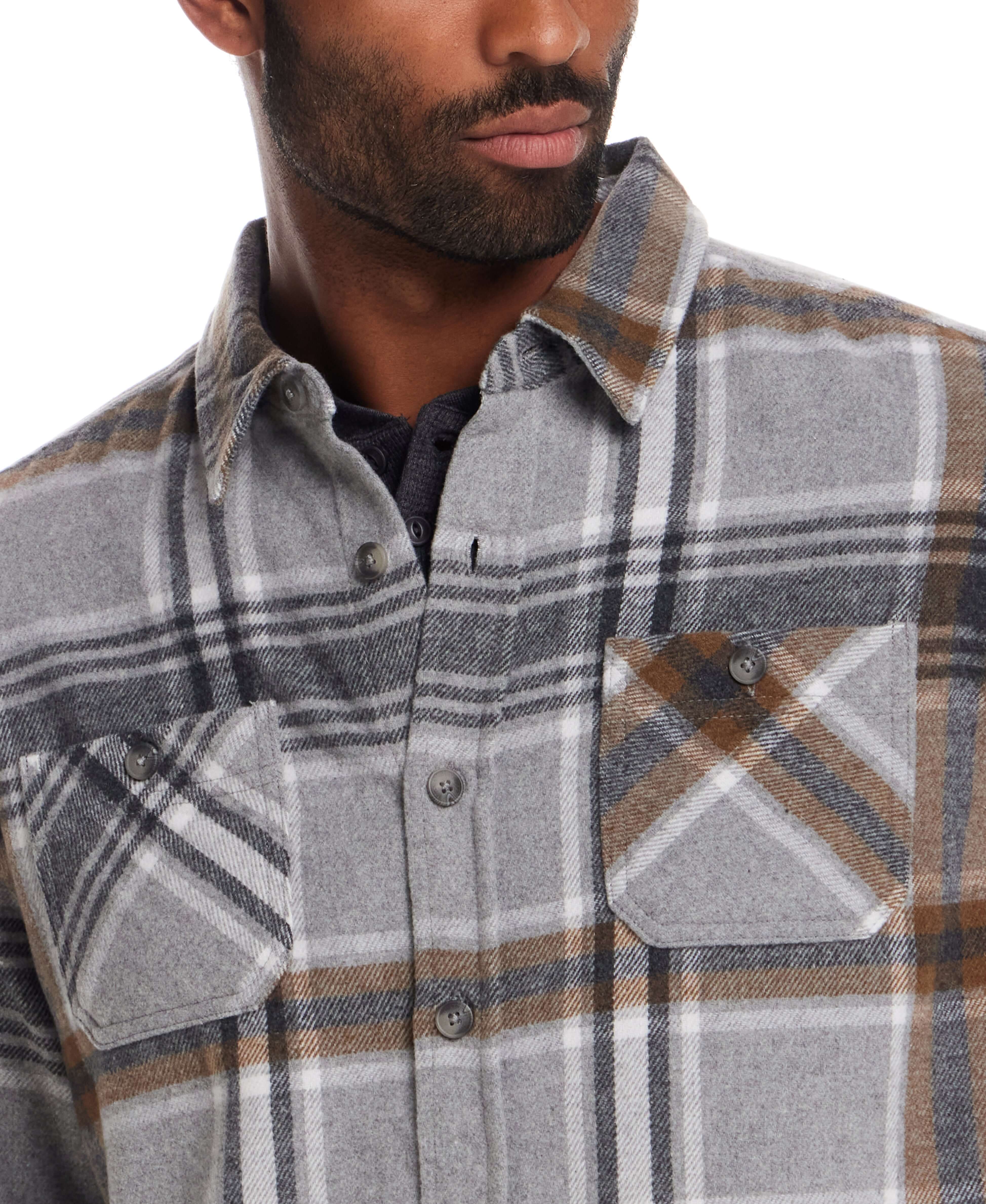 Wool Blend Plaid Shirt Jacket in Castor Grey - Image 6